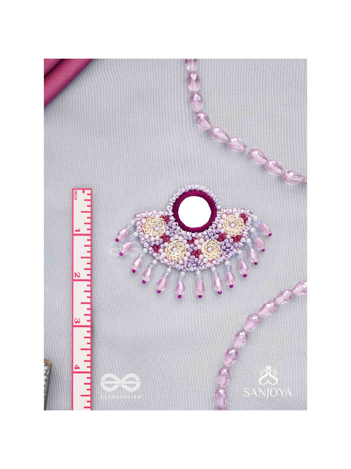 Tevana- The Pleasure Garden- Mirror, Resham and Glass Beads Embroidered Earrings