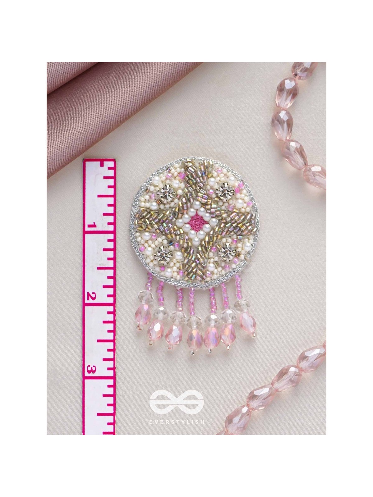 Tarani- The Pink Allure- Pearl, Resham and Stones Embroidered Earrings