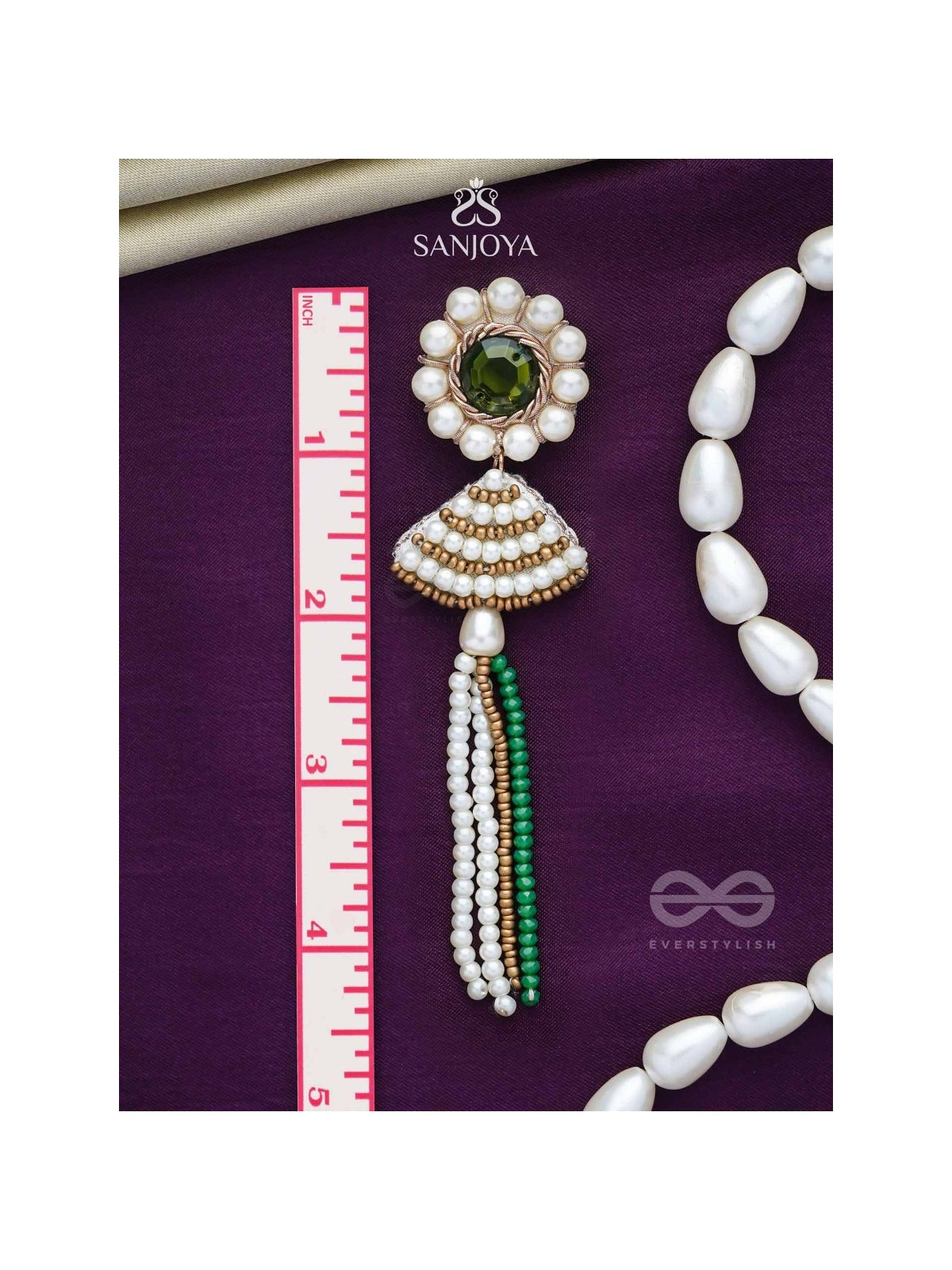 Kalapa- The Bell of Harmony- Stones and Pearls Embroidered Earrings 