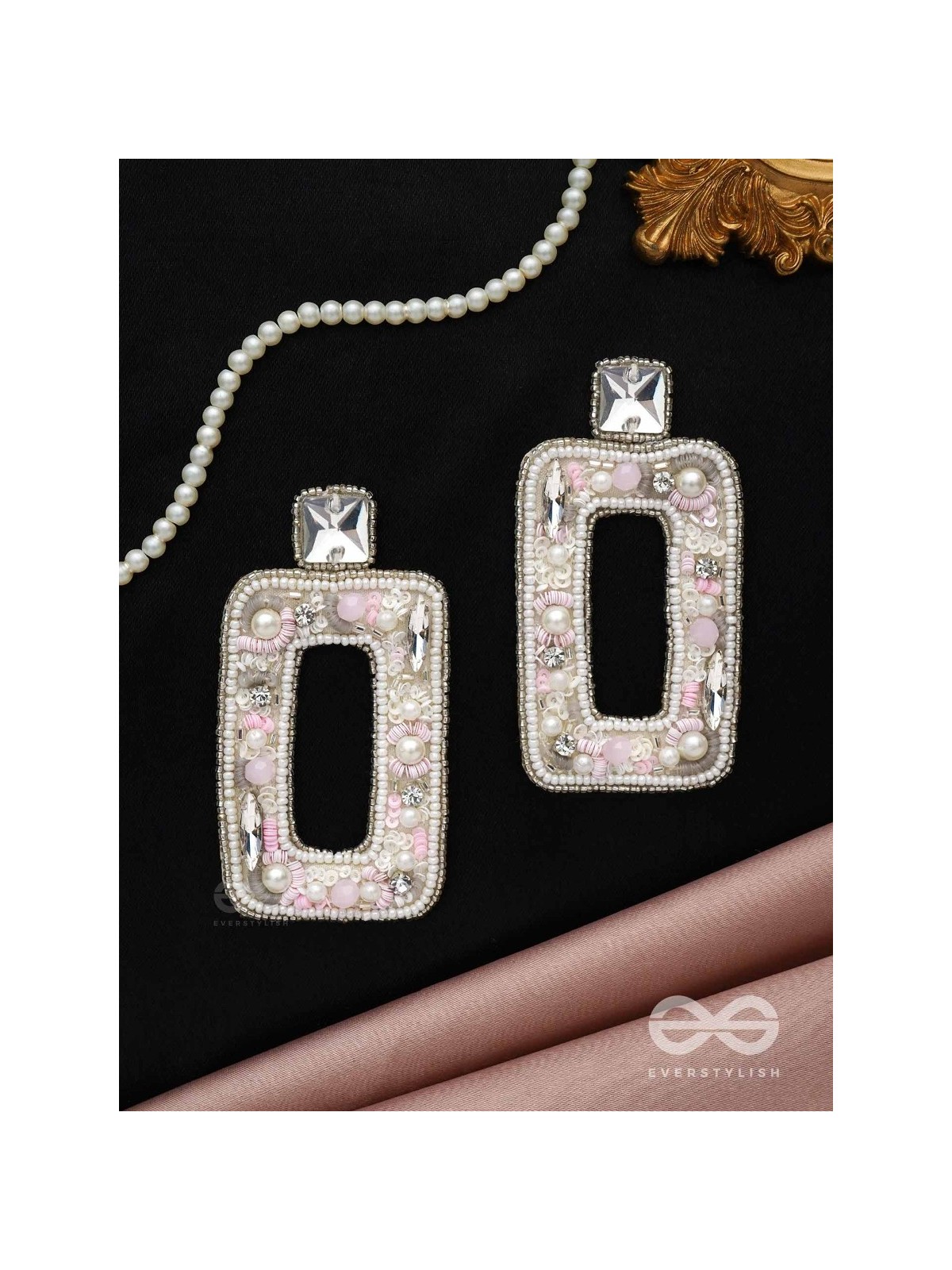 Avaroha- The Heavenly- Stones, Sequins and Pearls Embroidered Earrings