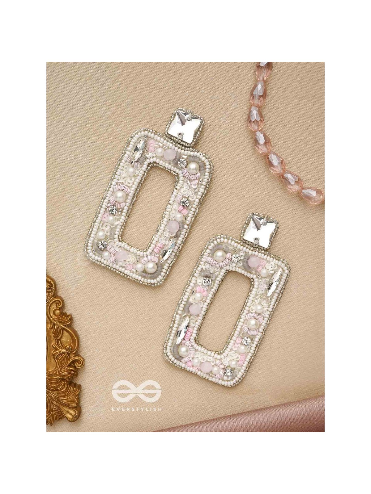 Avaroha- The Heavenly- Stones, Sequins and Pearls Embroidered Earrings