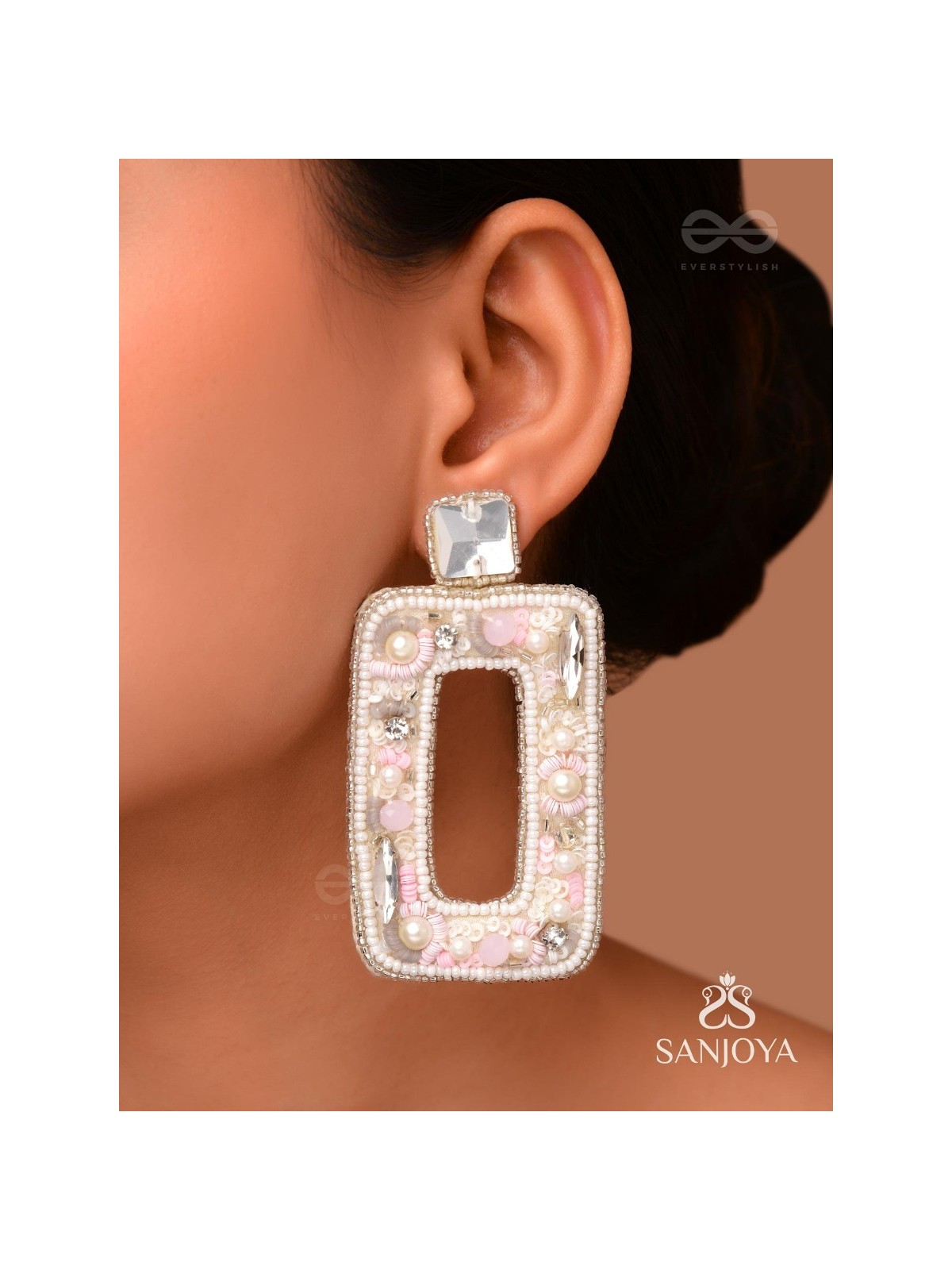 Avaroha- The Heavenly- Stones, Sequins and Pearls Embroidered Earrings