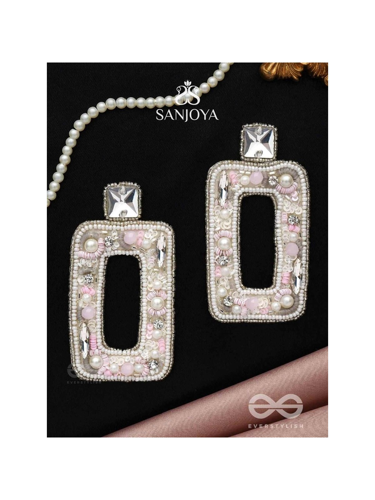 Avaroha- The Heavenly- Stones, Sequins and Pearls Embroidered Earrings