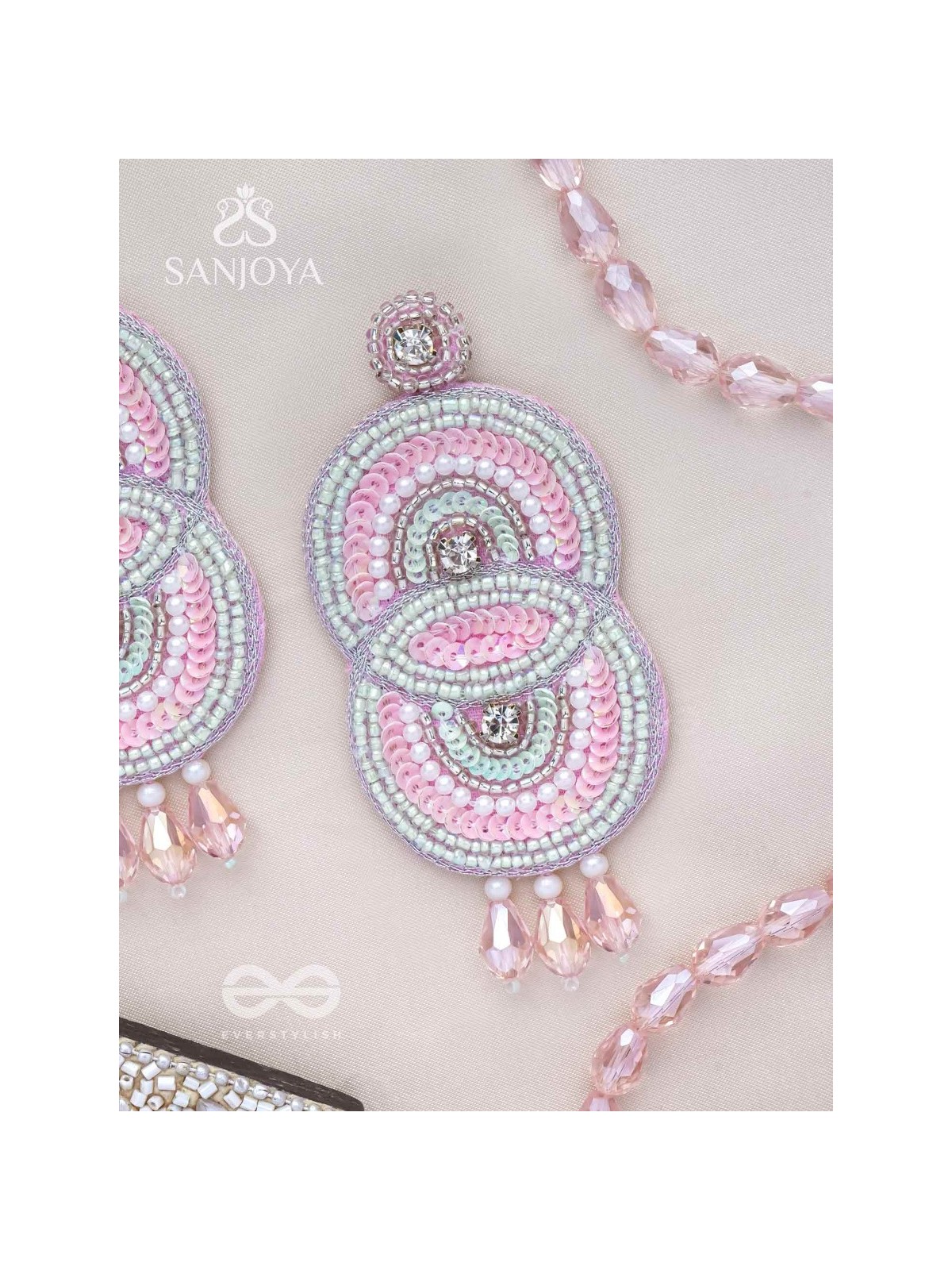Dwaidha- The Dual- Stones, Sequins and Beads Embroidered Earrings 