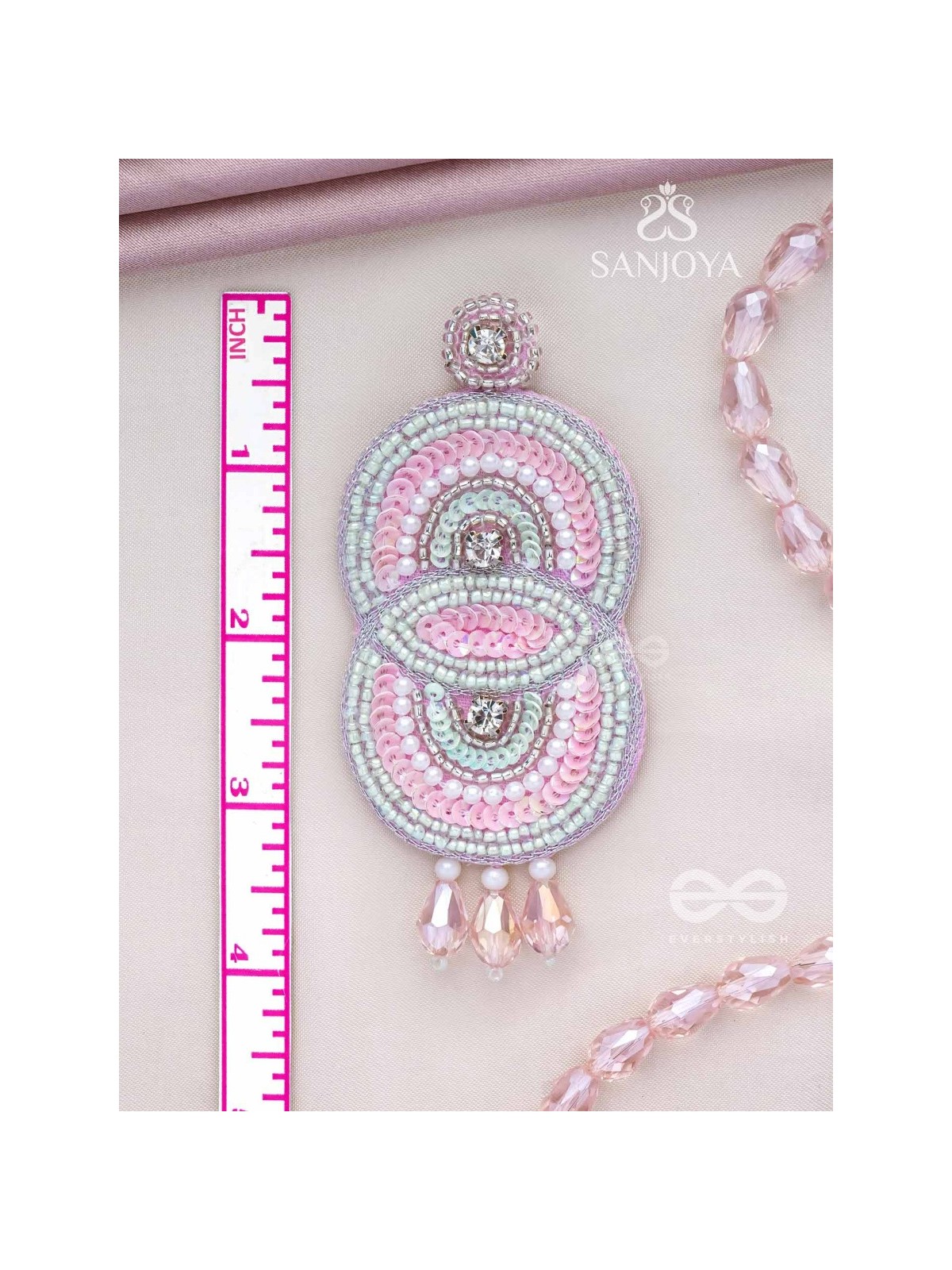 Dwaidha- The Dual- Stones, Sequins and Beads Embroidered Earrings 