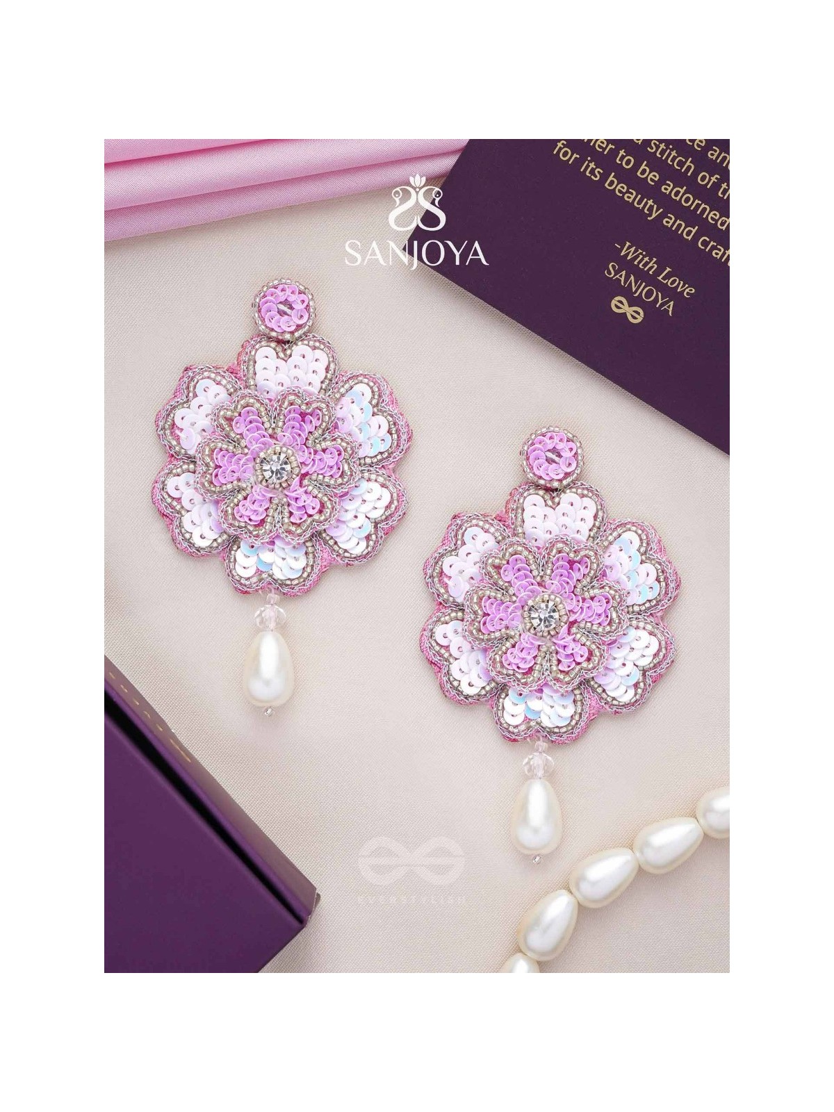 Animisa- The Bloom- Stones and Sequins Embroidered Earrings 