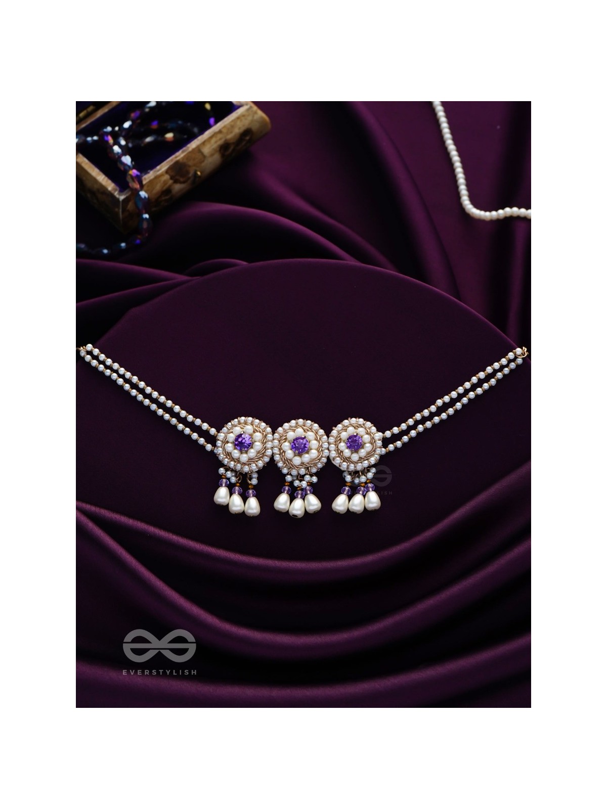 Prasidika- The Beautiful Garden- Stones and Pearls Embroidered Necklace