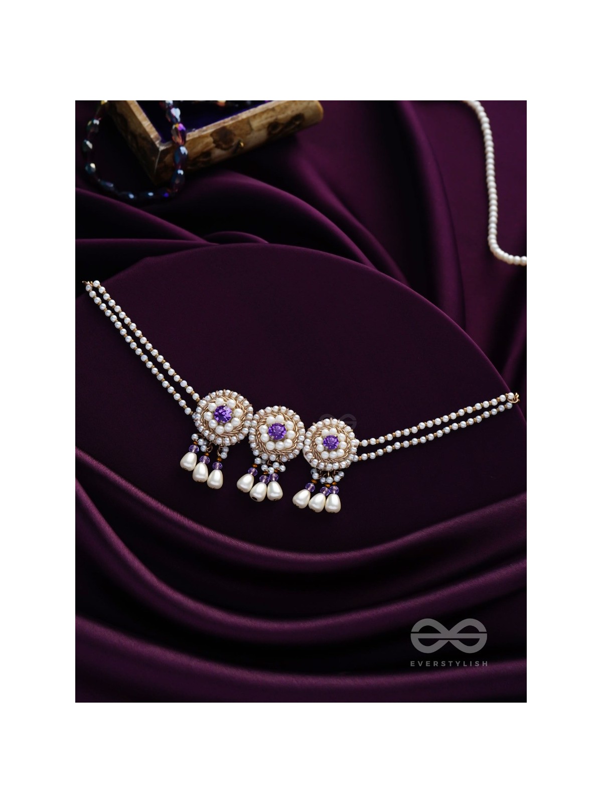 Prasidika- The Beautiful Garden- Stones and Pearls Embroidered Necklace