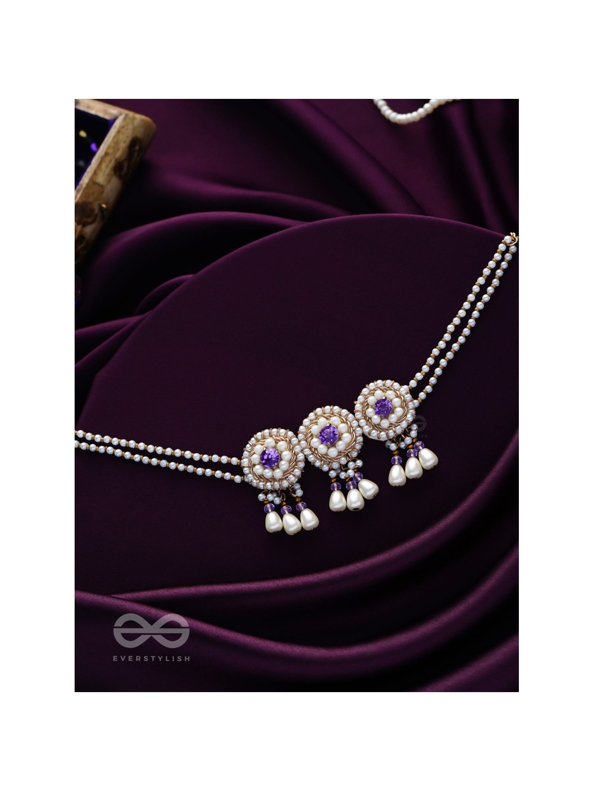 Prasidika- The Beautiful Garden- Stones and Pearls Embroidered Necklace