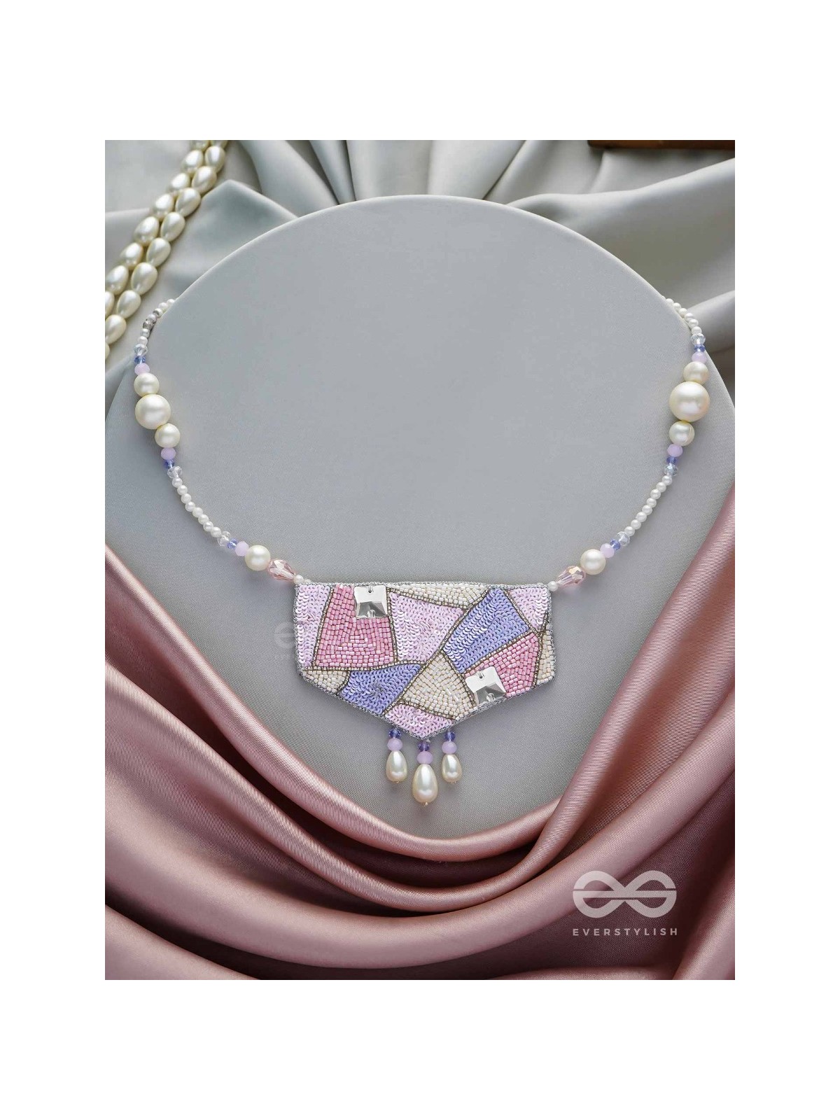 Niryatr- The Beautiful Meadow- Pearls, Sequins and Beads Embroidered Neckpiece