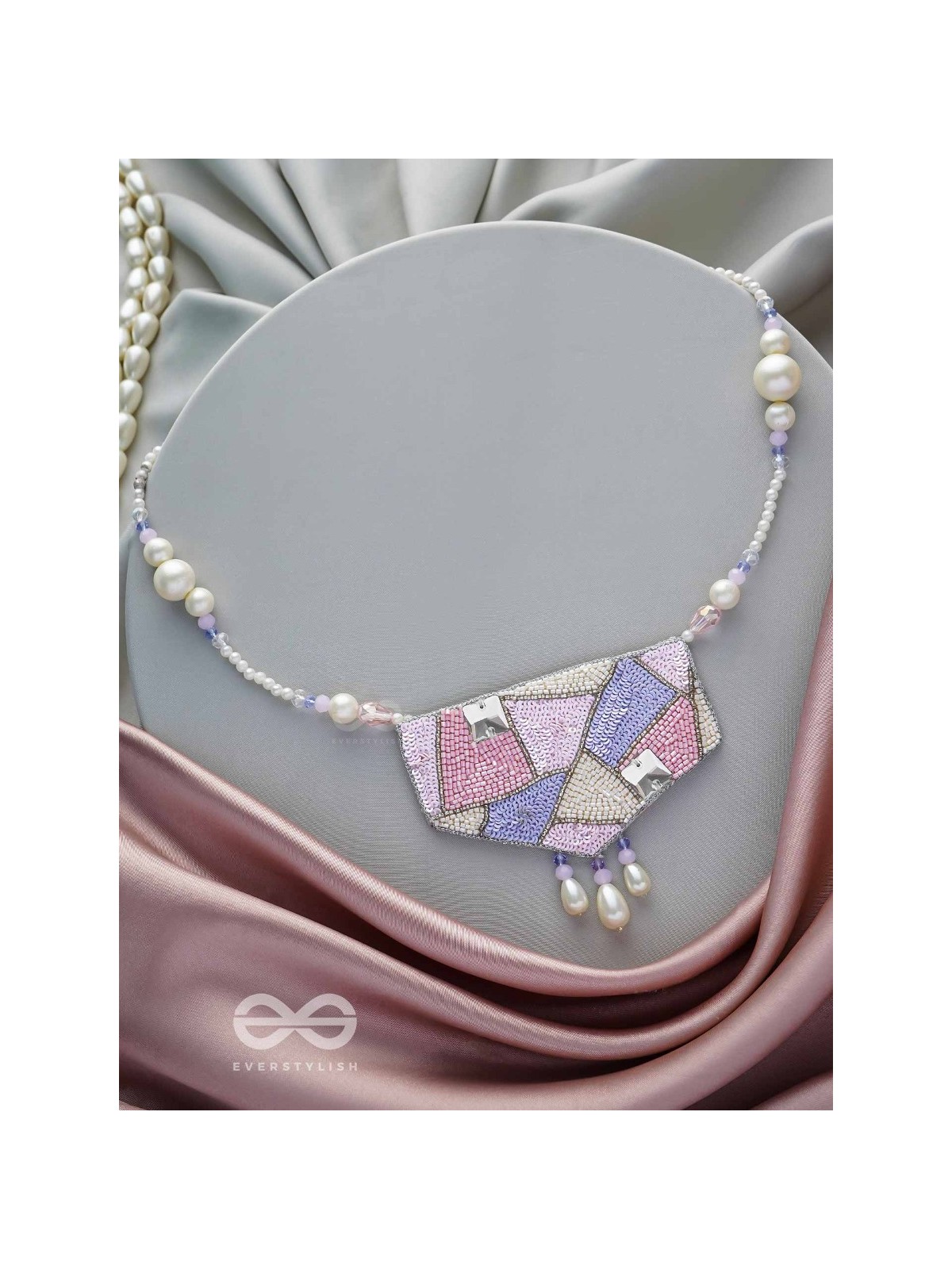 Niryatr- The Beautiful Meadow- Pearls, Sequins and Beads Embroidered Neckpiece