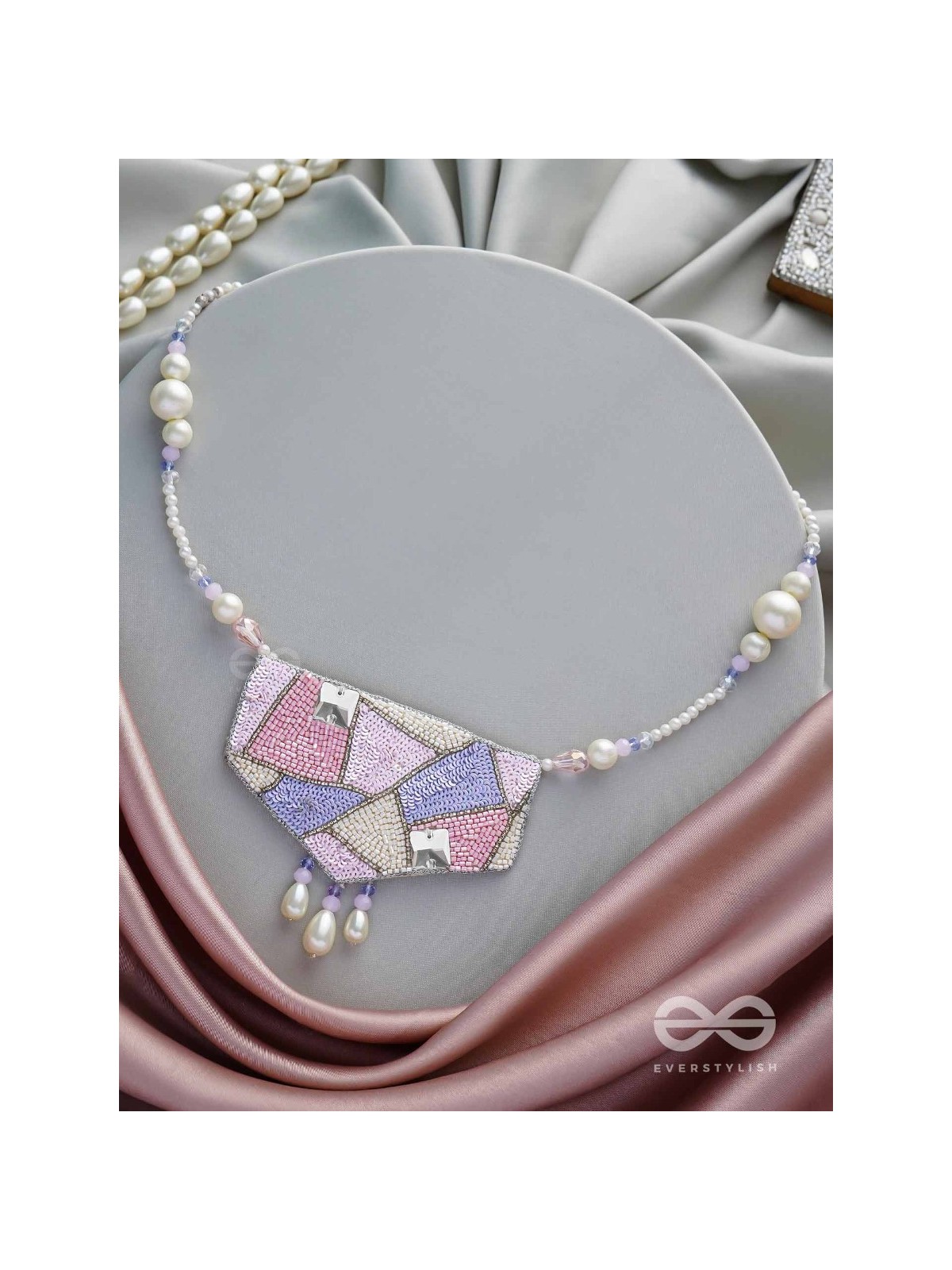 Niryatr- The Beautiful Meadow- Pearls, Sequins and Beads Embroidered Neckpiece