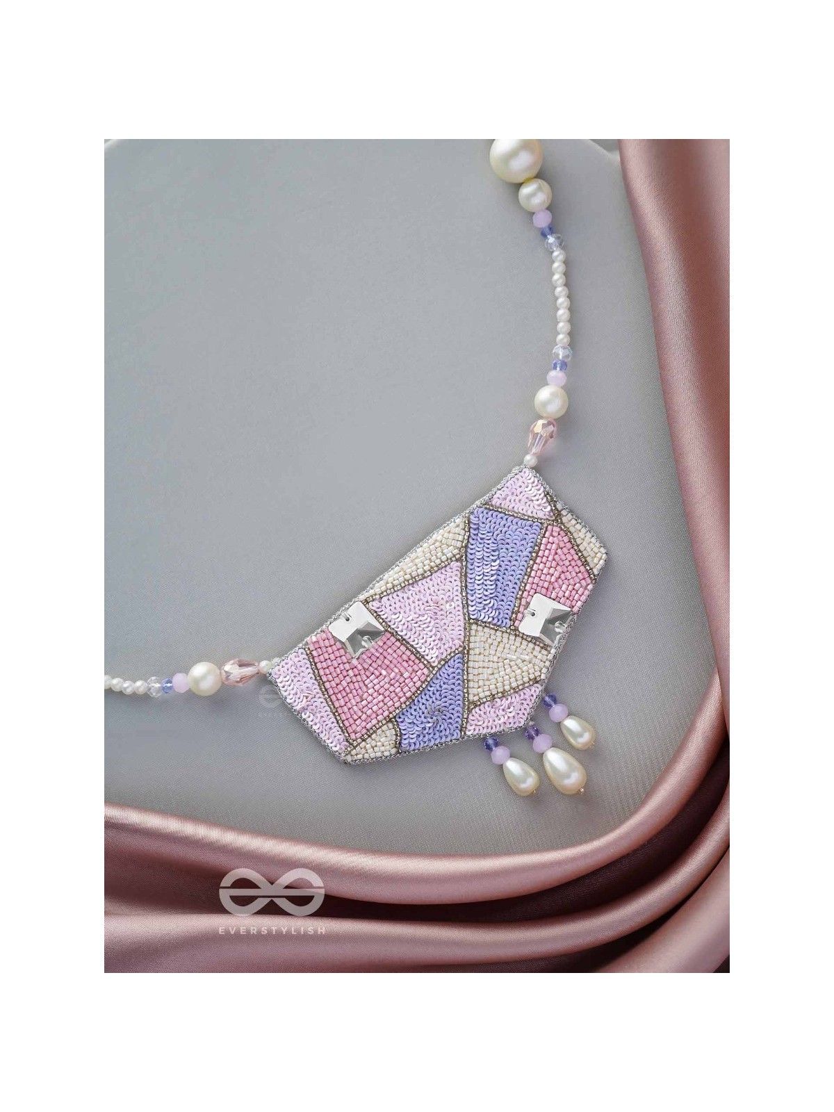 Niryatr- The Beautiful Meadow- Pearls, Sequins and Beads Embroidered Neckpiece