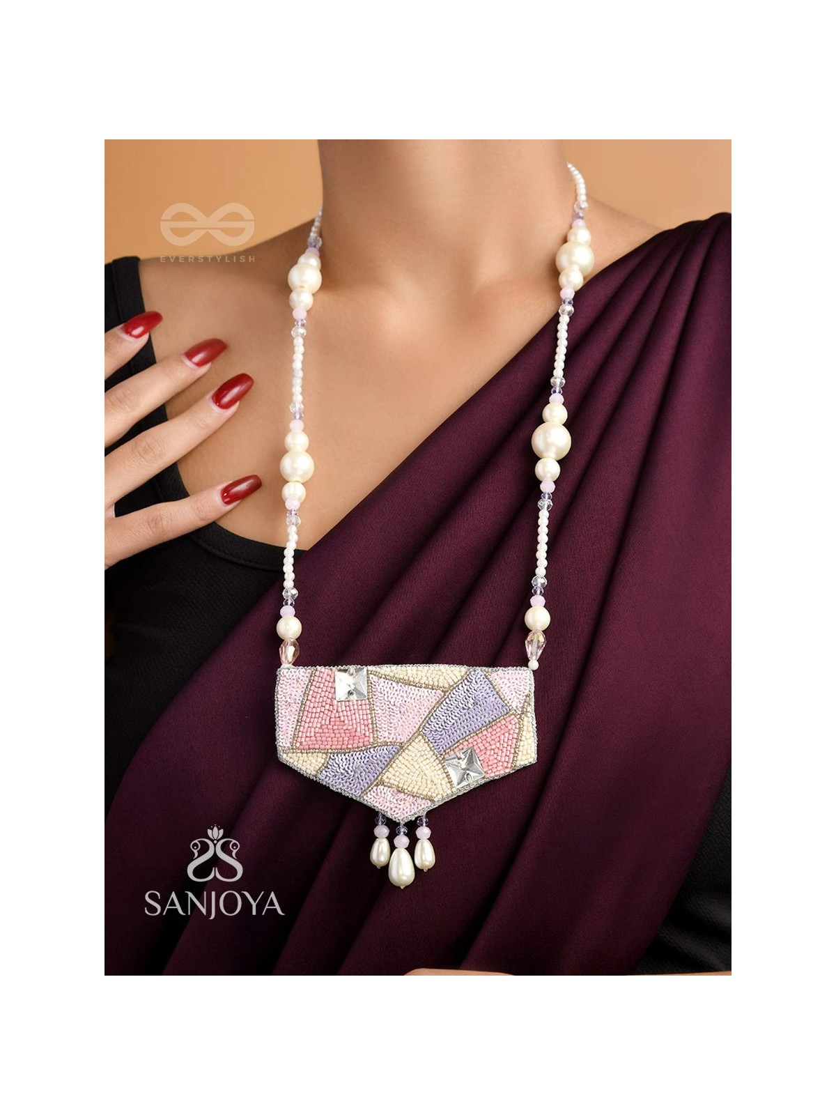 Niryatr- The Beautiful Meadow- Pearls, Sequins and Beads Embroidered Neckpiece