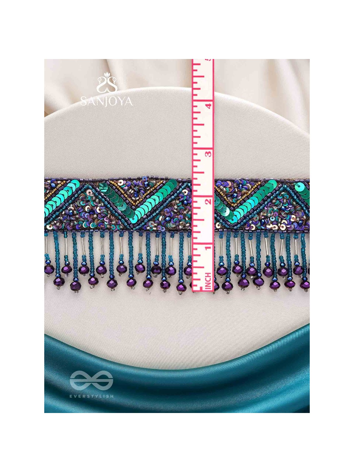 Sarvari - The Starry Night - Beads, Sequins And Cutdana Hand  Embroidered Choker Neckpiece