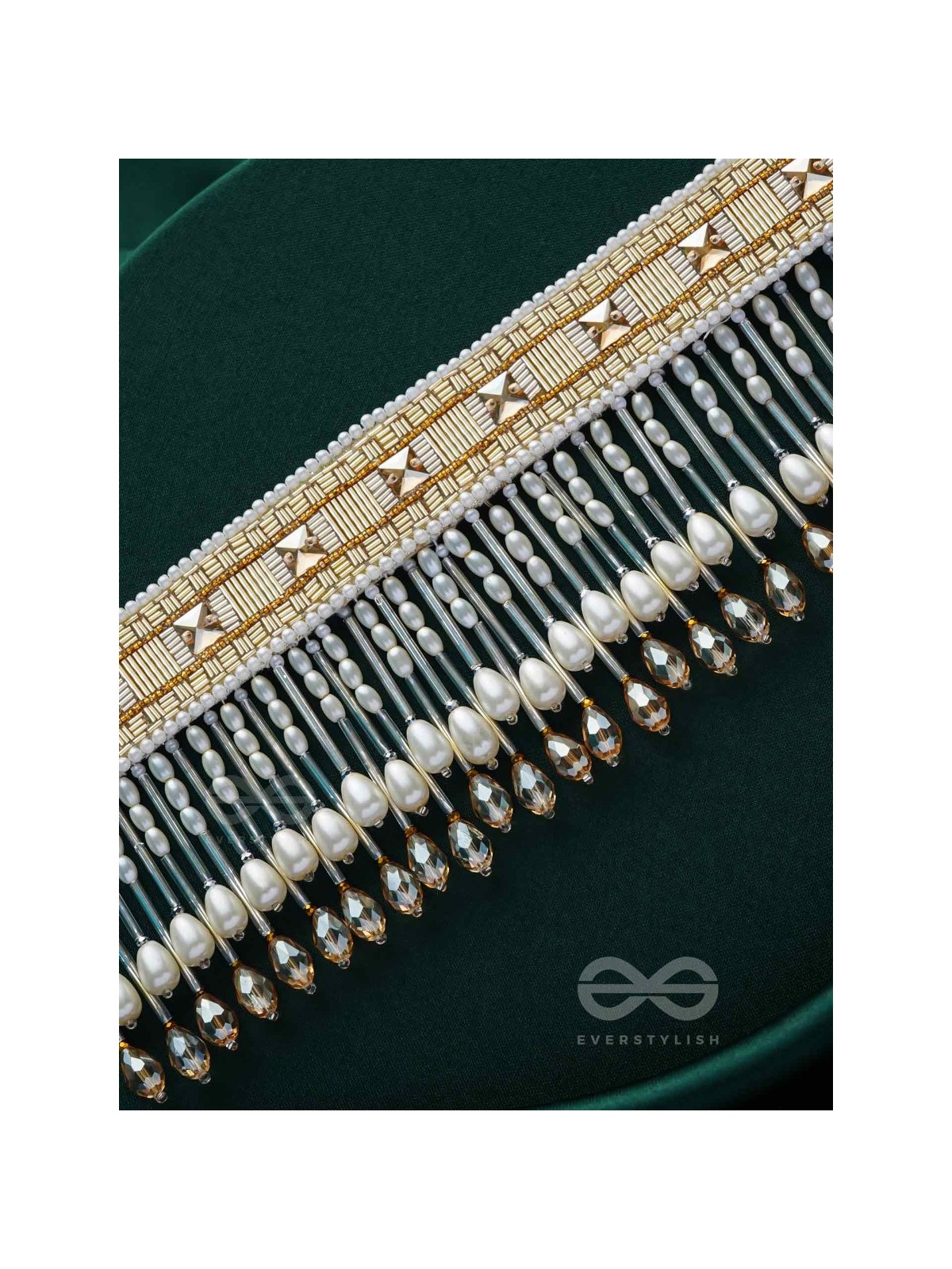 Anshumali- The Sunny Sky- Stones, Pearls and Glass Beads Embroidered Choker Necklace 