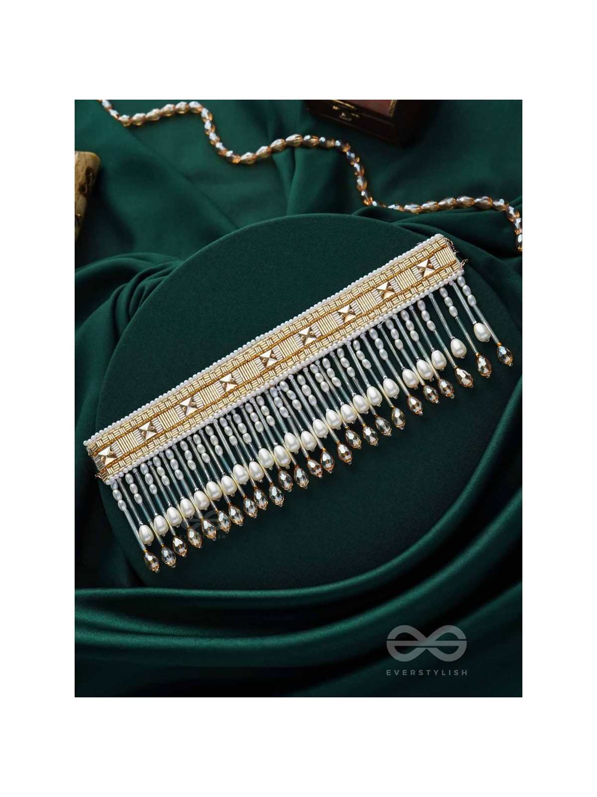 Anshumali- The Sunny Sky- Stones, Pearls and Glass Beads Embroidered Choker Necklace 