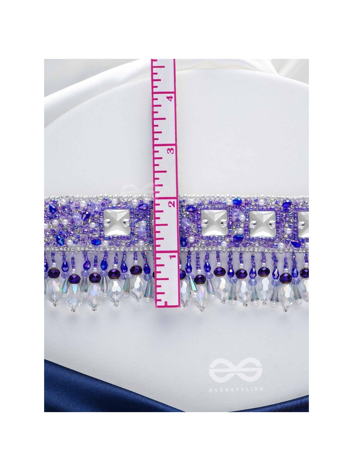 Abhramaya- The Cloudy Sky- Stones and Glass Beads Embroidered Choker Necklace 