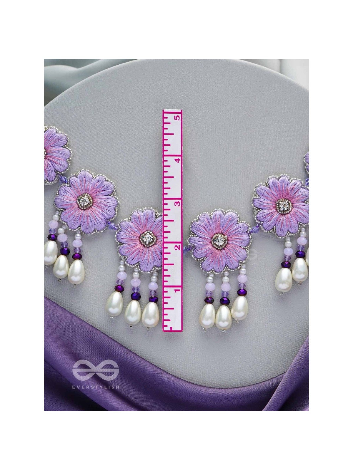 Tevana- The Pleasure Garden- Resham, Stones and Pearls Embroidered Choker Necklace 