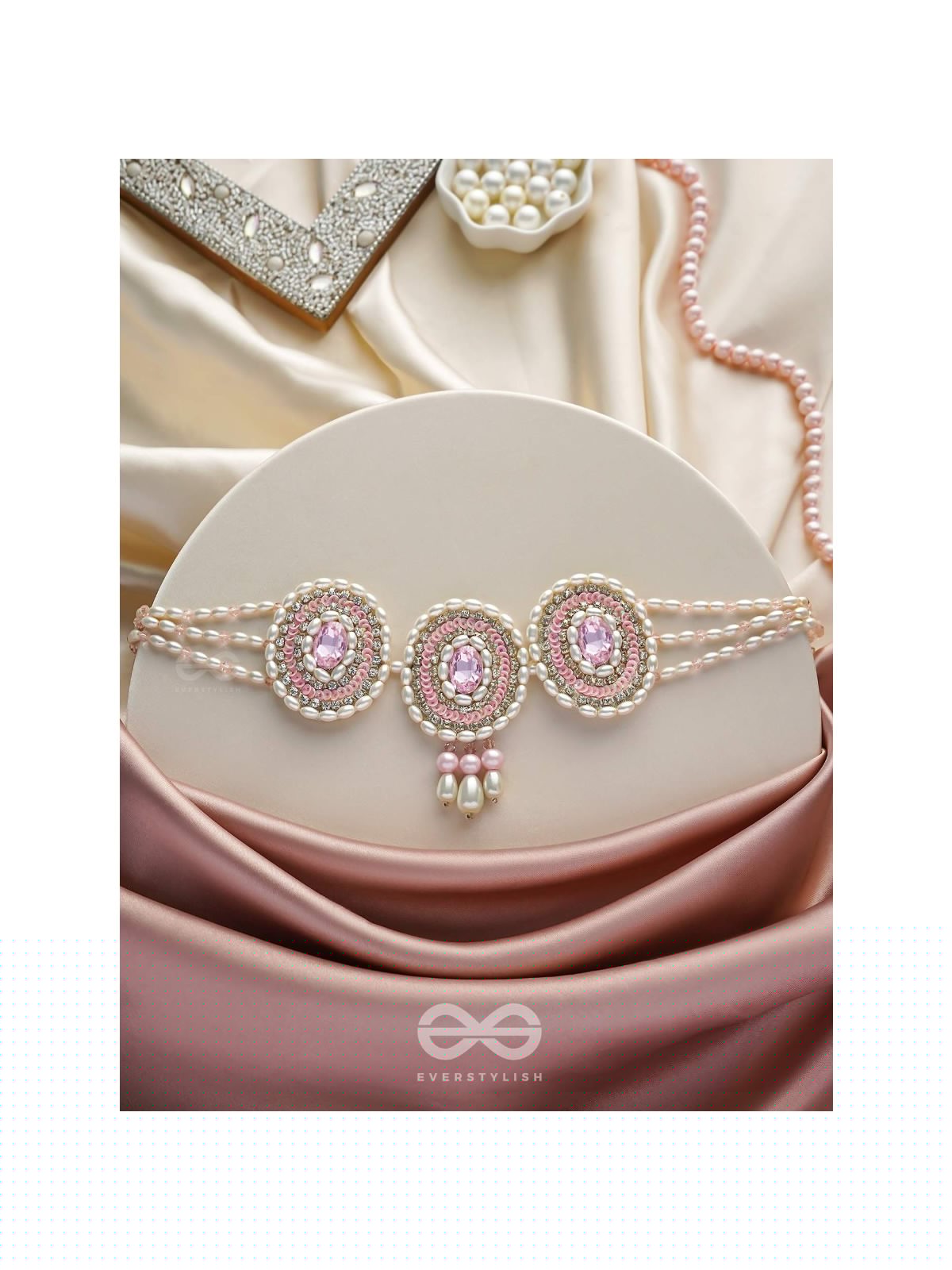 Avaarya- The Enchanting- Stones, Pearls and Sequins Embroidered Choker Necklace 