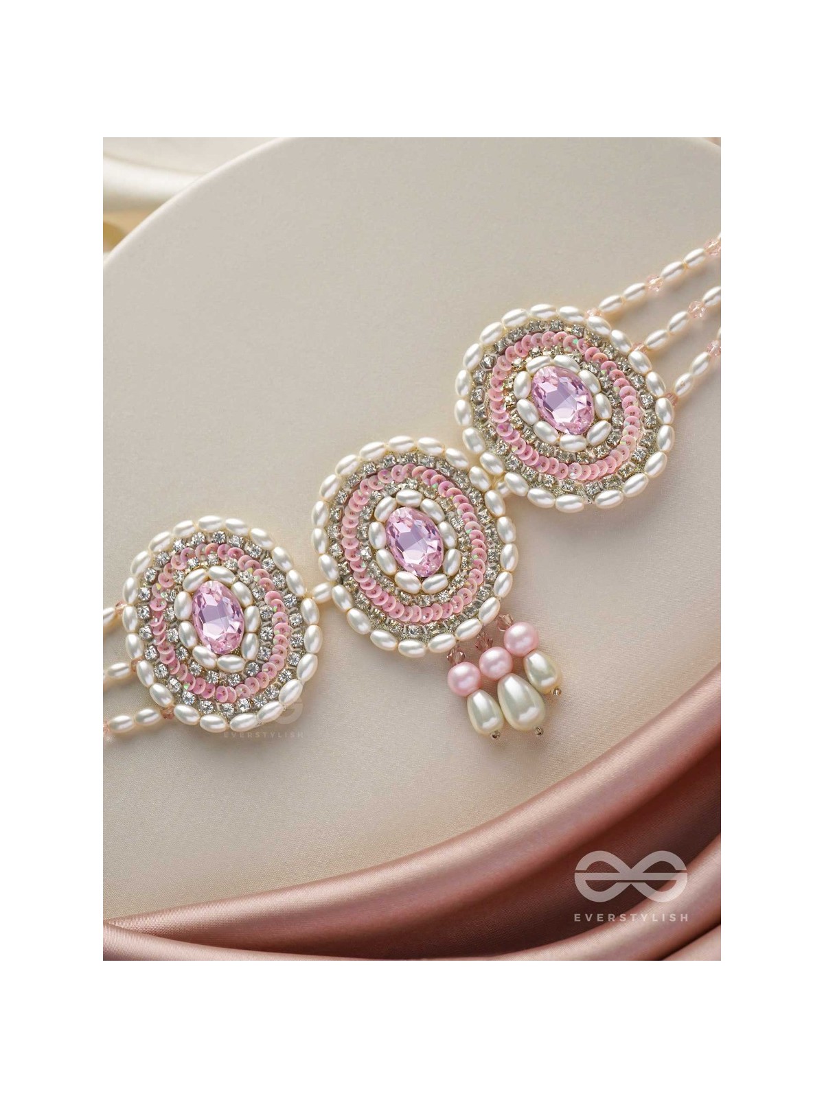 Avaarya- The Enchanting- Stones, Pearls and Sequins Embroidered Choker Necklace 