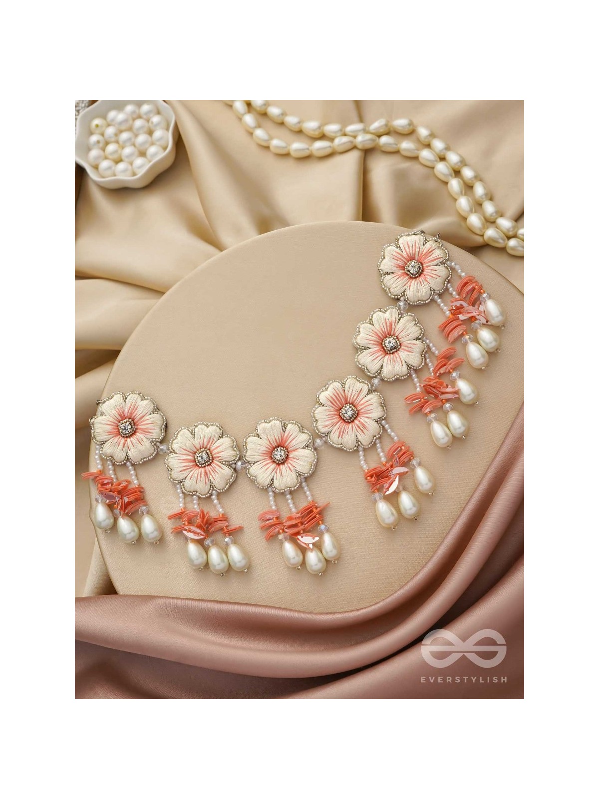 Vinirmita- The Beautiful Garden- Resham, Pearls and Stones Embroidered Choker Necklace