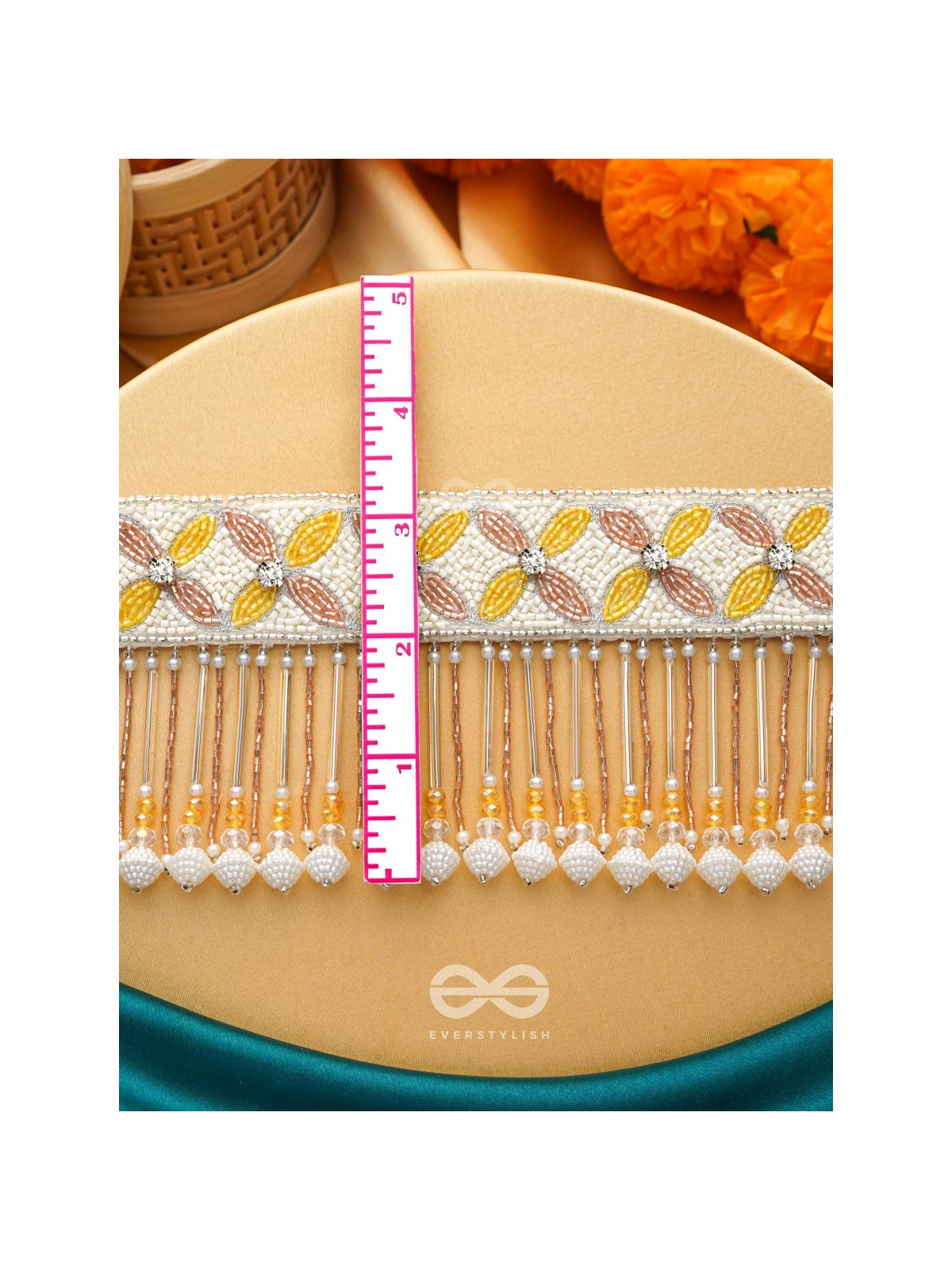 Ajathya- The Yellow Jasmine- Stones and Glass Beads Embroidered Choker Necklace