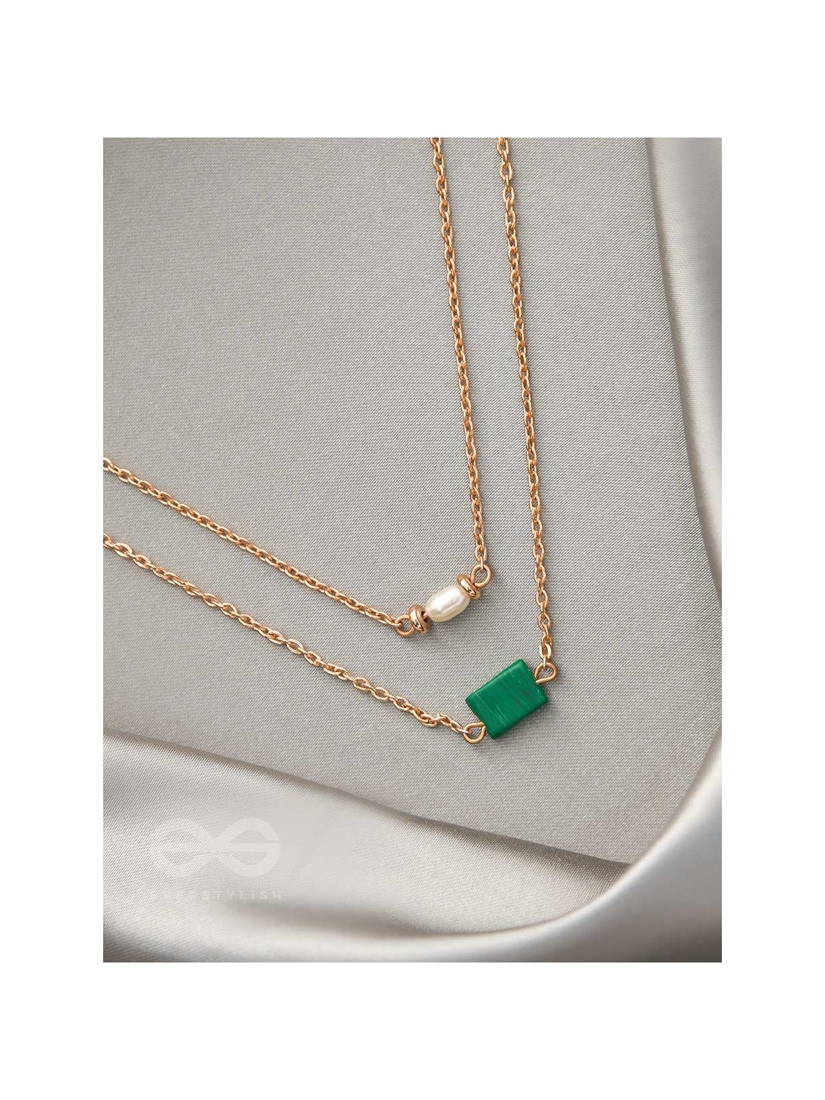 The Jade Shadow- Golden Layered Necklace With Anti-Tarnish Coating 
