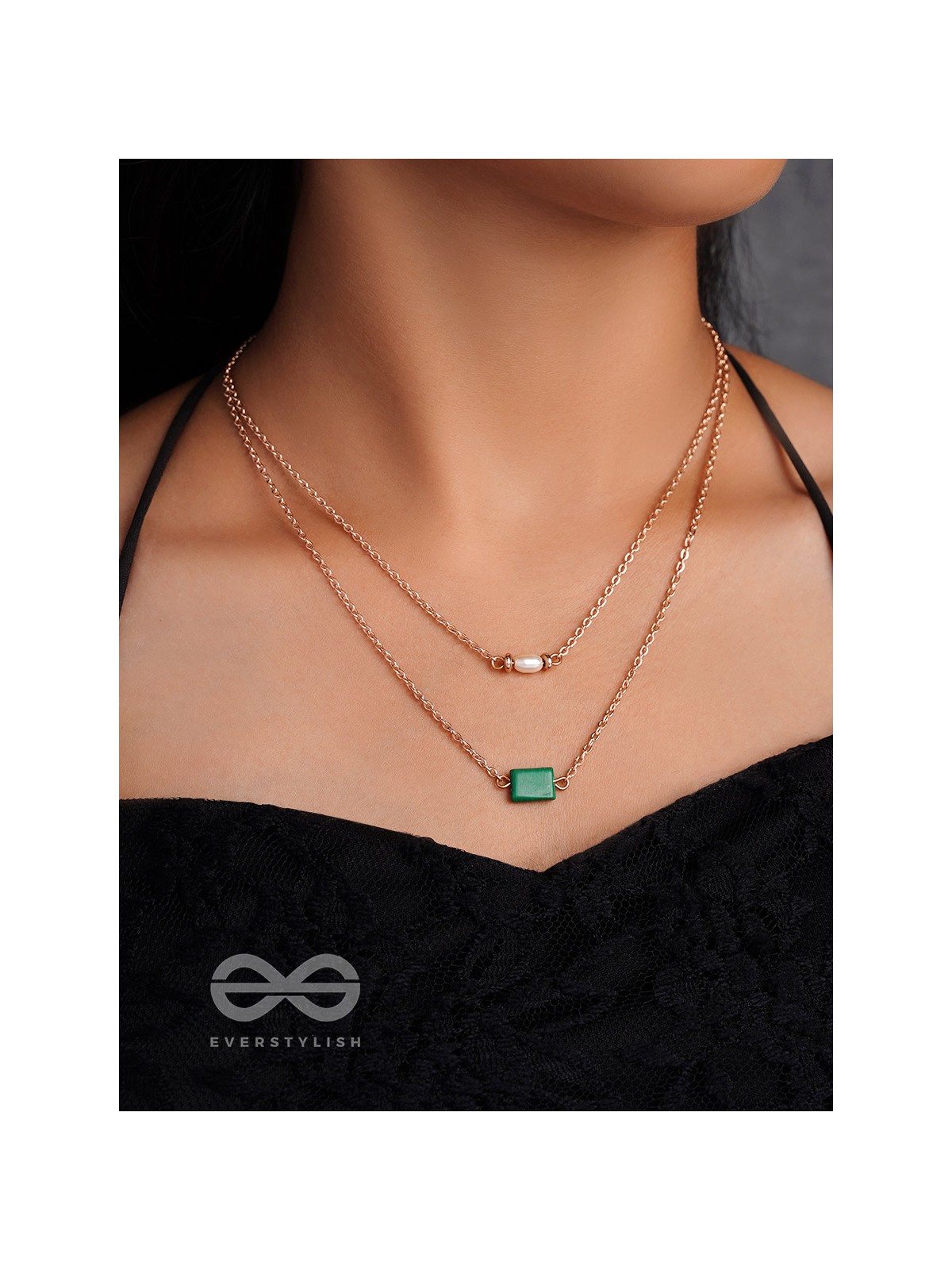 The Jade Shadow- Golden Layered Necklace With Anti-Tarnish Coating 