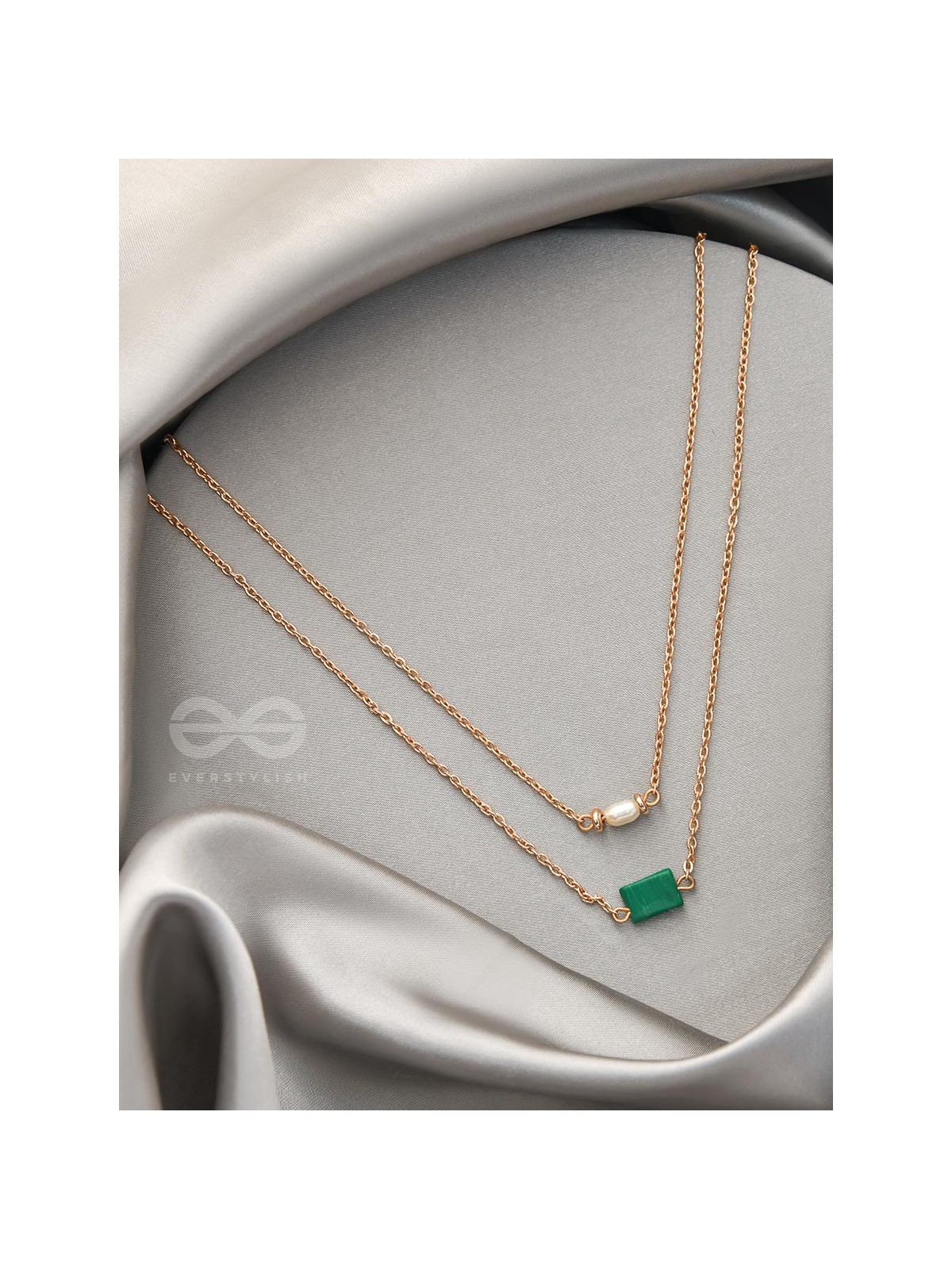 The Jade Shadow- Golden Layered Necklace With Anti-Tarnish Coating 