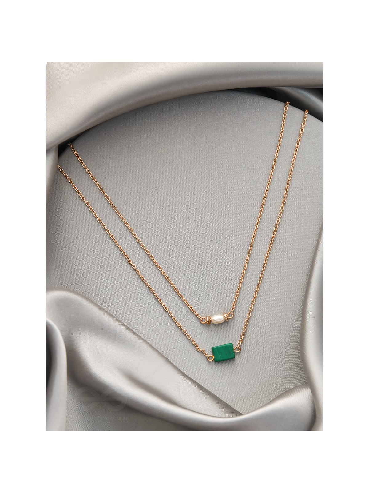 The Jade Shadow- Golden Layered Necklace With Anti-Tarnish Coating 