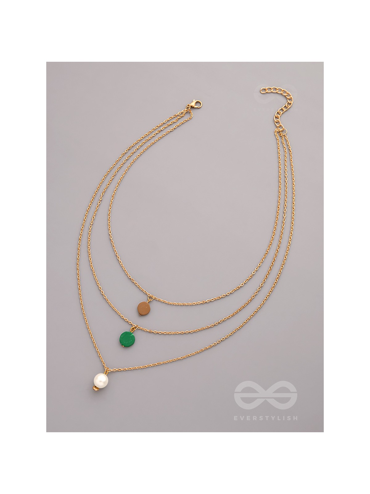Shades Of Passion- Golden Pearl Layered Necklace With Anti-Tarnish Coating 
