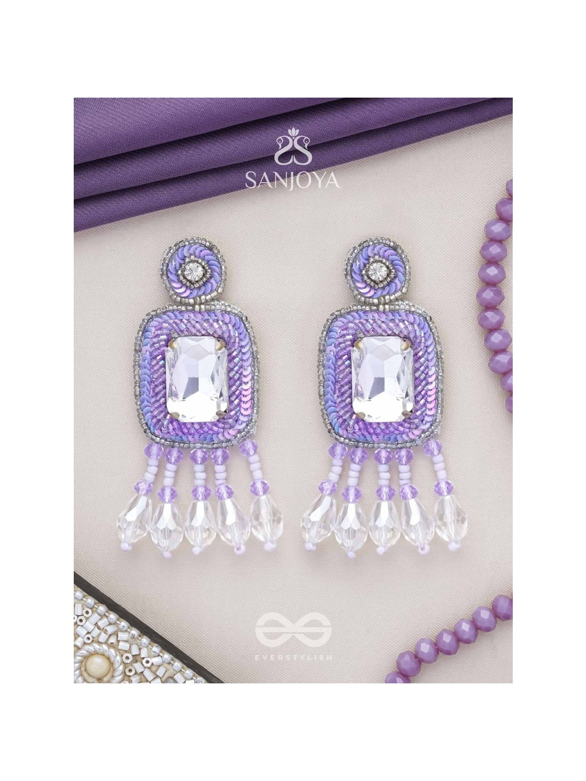 Aadarsa- The Magnificent Mirror- Stones and Sequins Embroidered Earrings