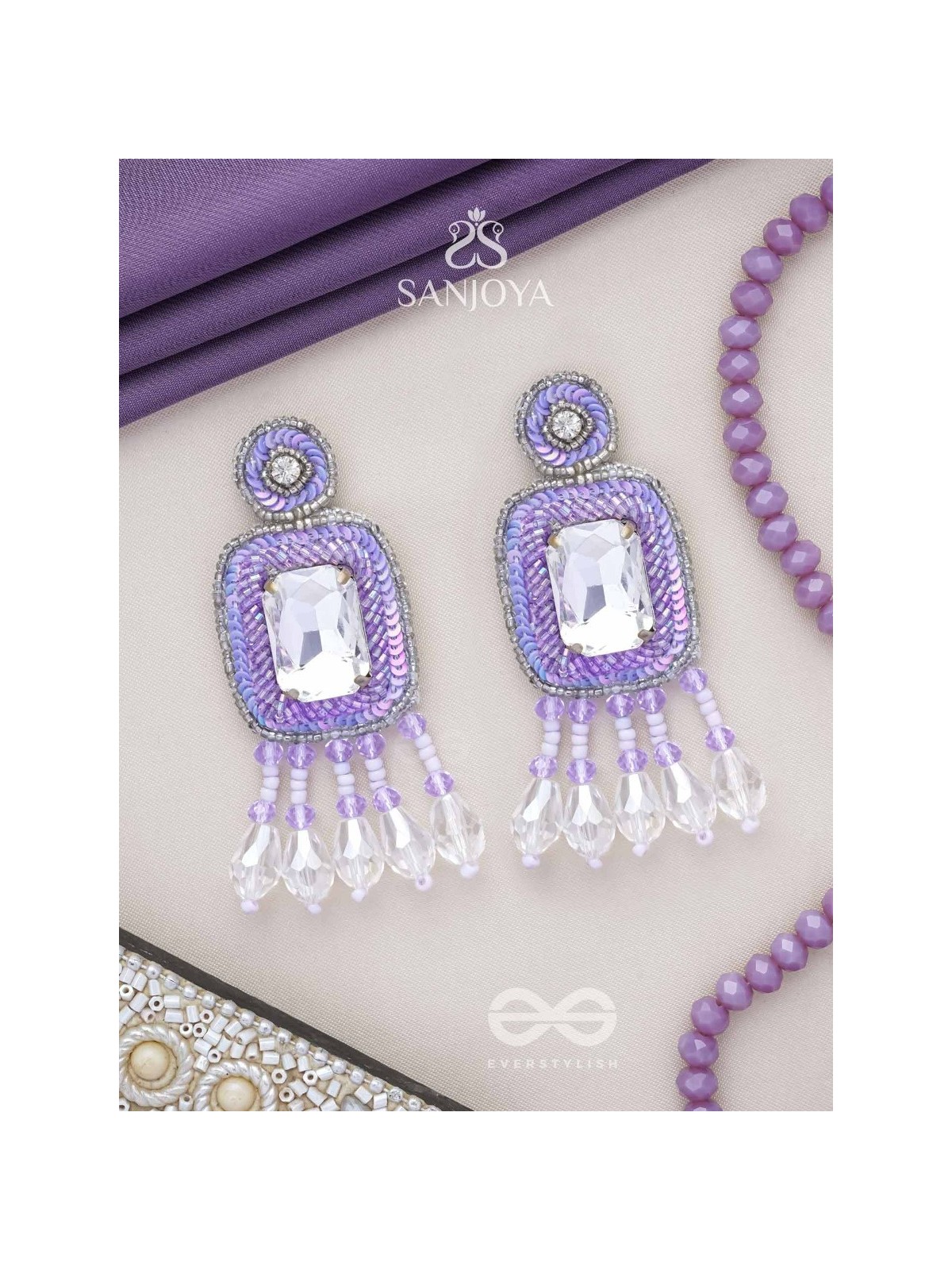 Aadarsa- The Magnificent Mirror- Stones and Sequins Embroidered Earrings