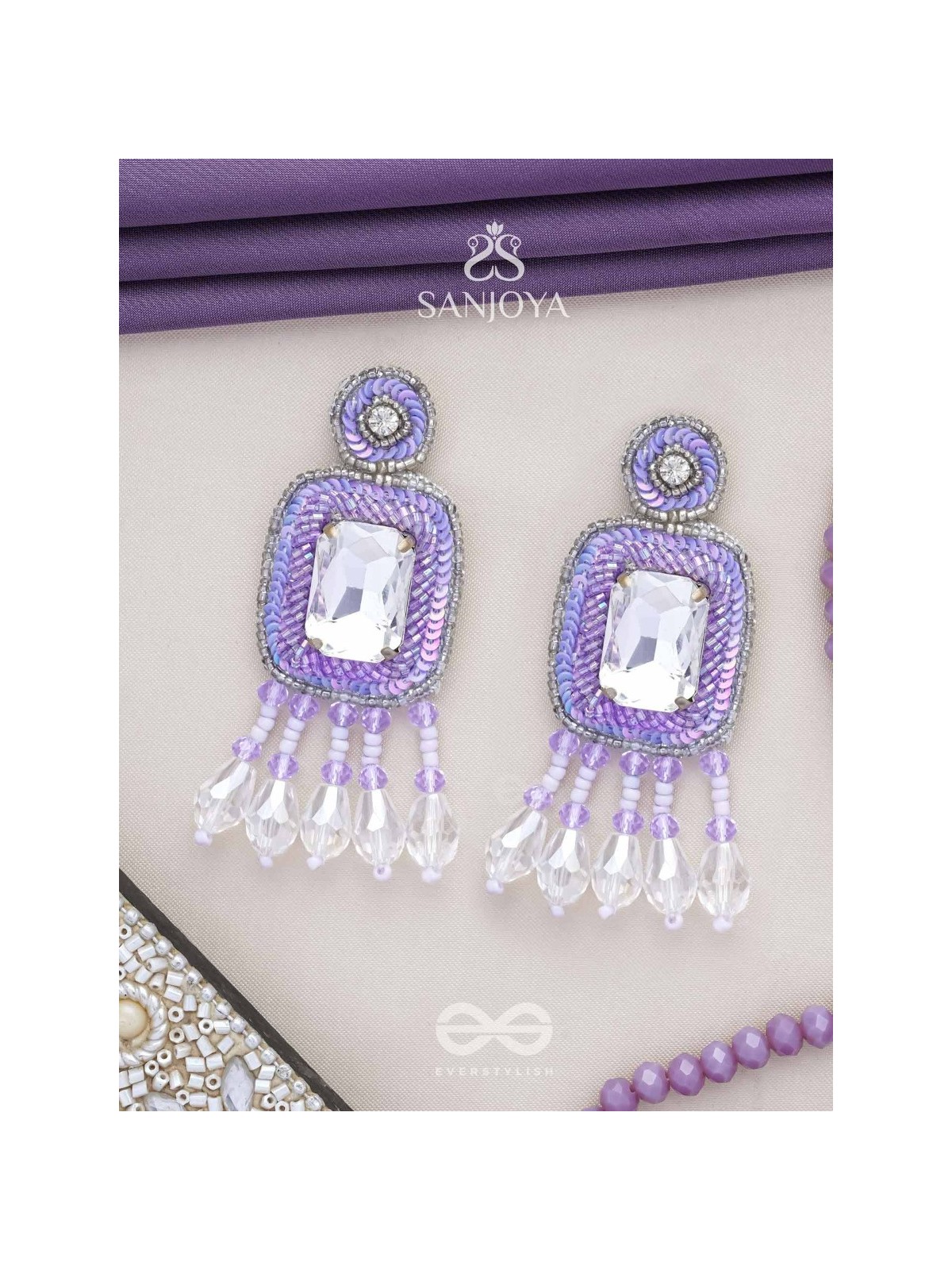 Aadarsa- The Magnificent Mirror- Stones and Sequins Embroidered Earrings