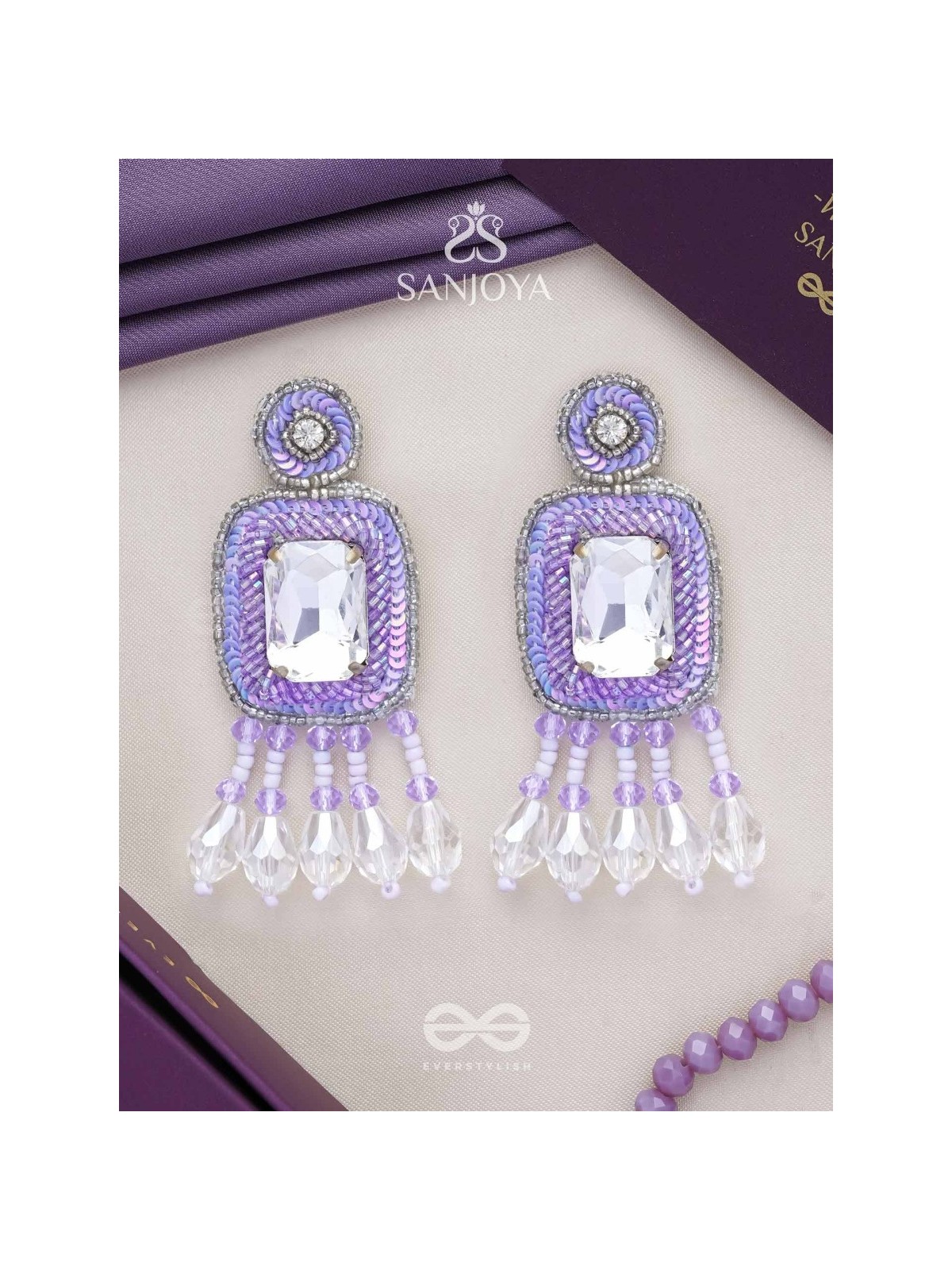 Aadarsa- The Magnificent Mirror- Stones and Sequins Embroidered Earrings