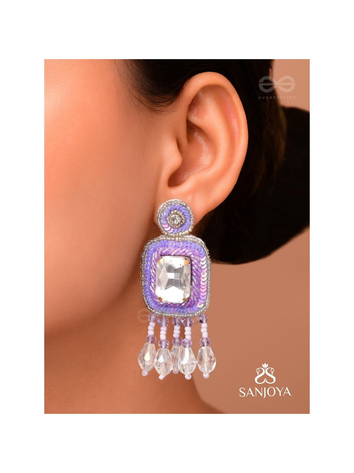 Aadarsa- The Magnificent Mirror- Stones and Sequins Embroidered Earrings