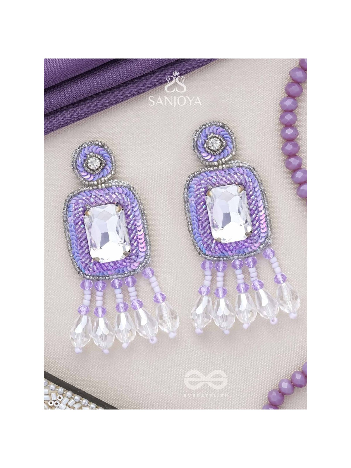 Aadarsa- The Magnificent Mirror- Stones and Sequins Embroidered Earrings