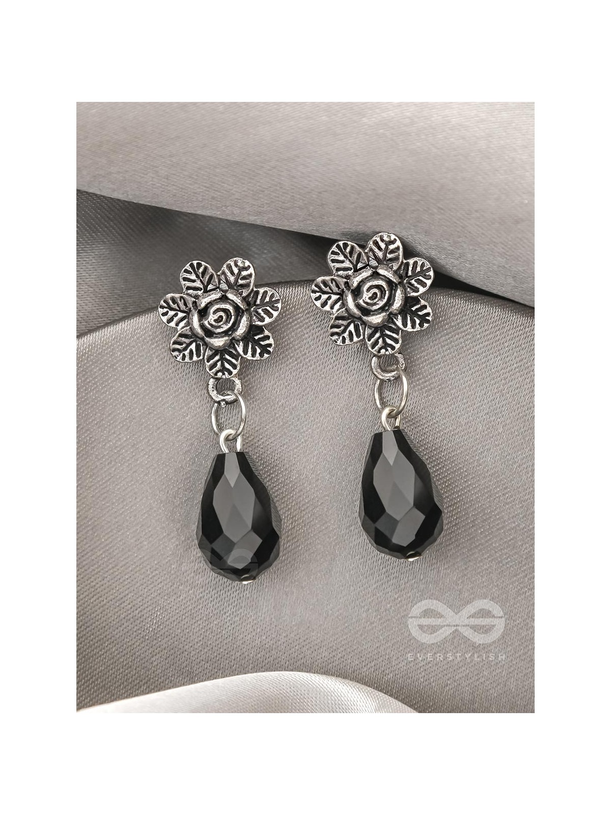 The Frosted Flower- Tiny Trinket Earrings (Ebony Black)