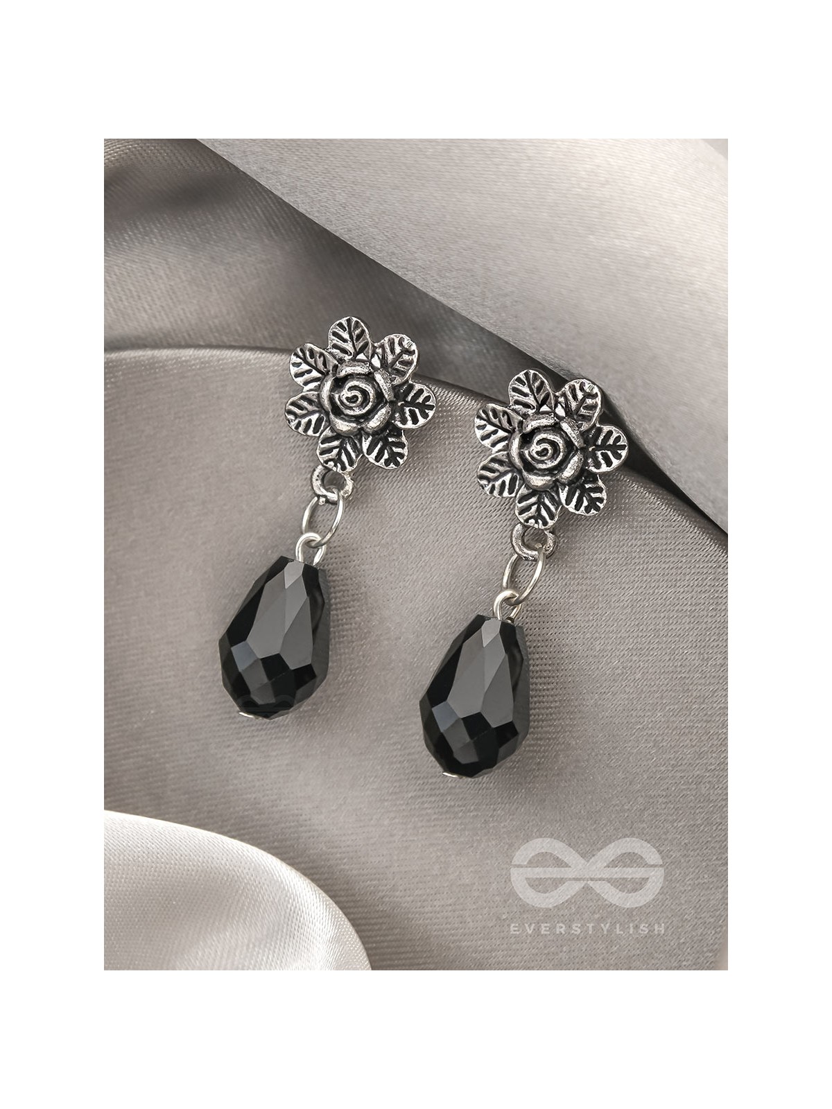 The Frosted Flower- Tiny Trinket Earrings (Ebony Black)