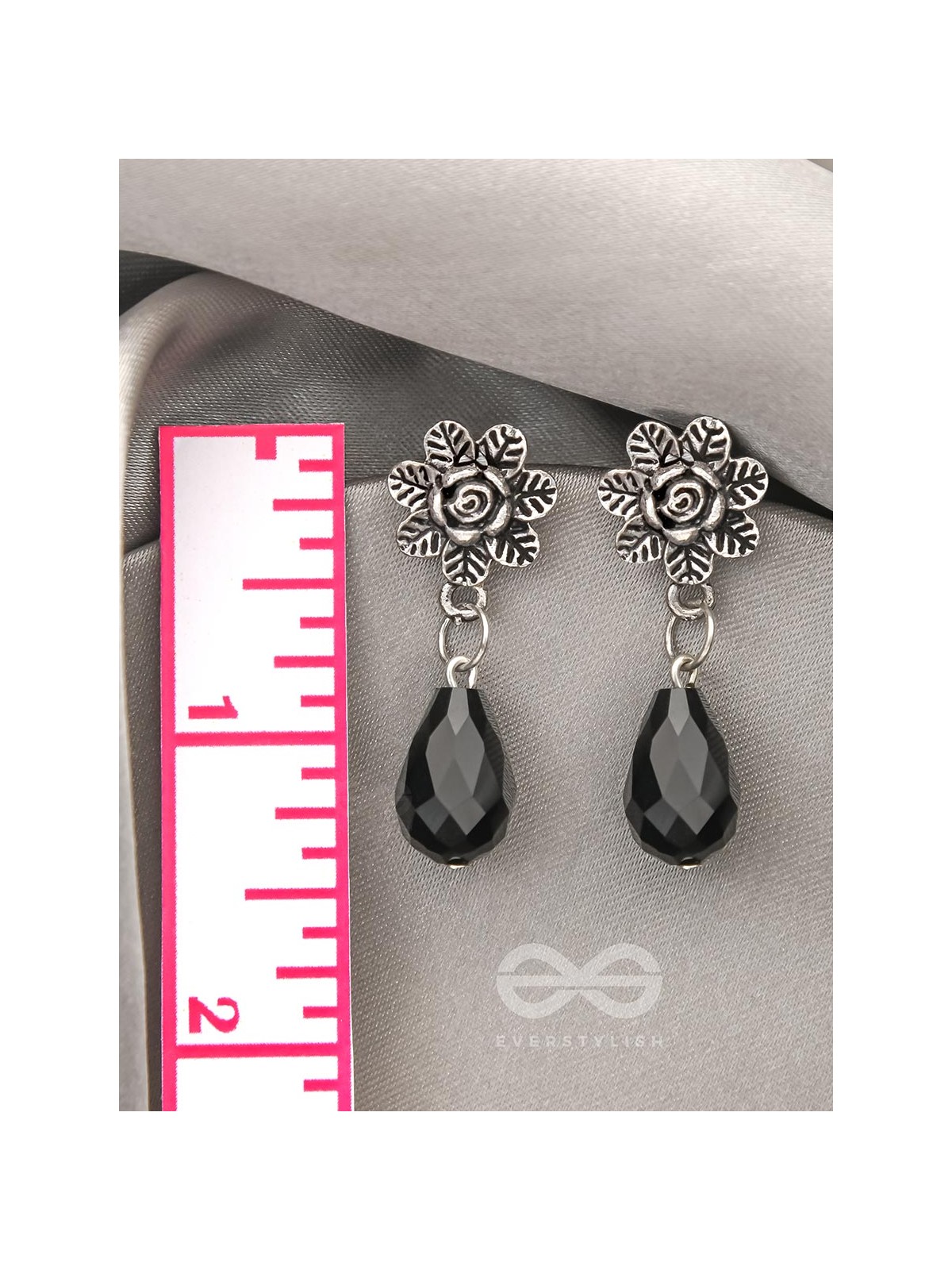 The Frosted Flower- Tiny Trinket Earrings (Ebony Black)