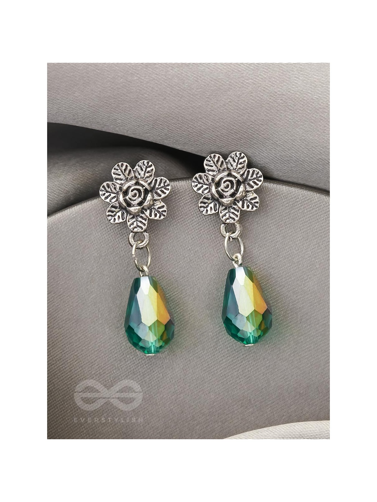 The Frosted Flower- Tiny Trinket Earrings (Shamrock Green)
