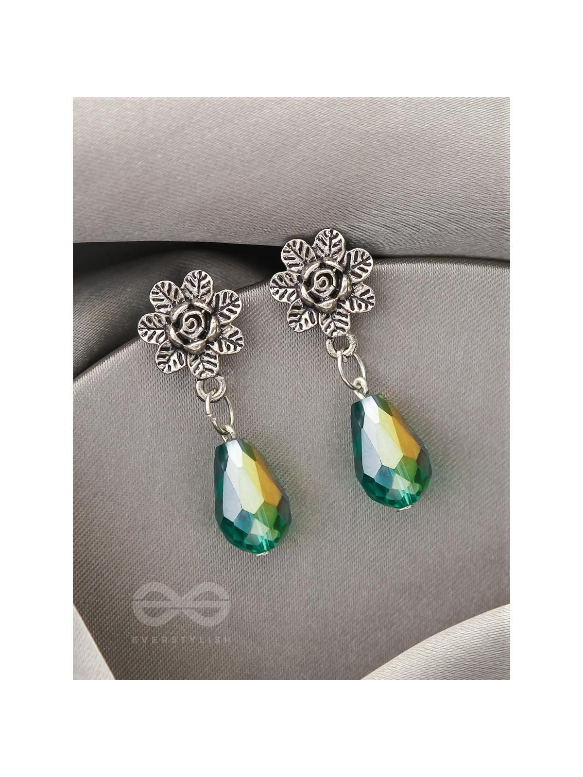 The Frosted Flower- Tiny Trinket Earrings (Shamrock Green)