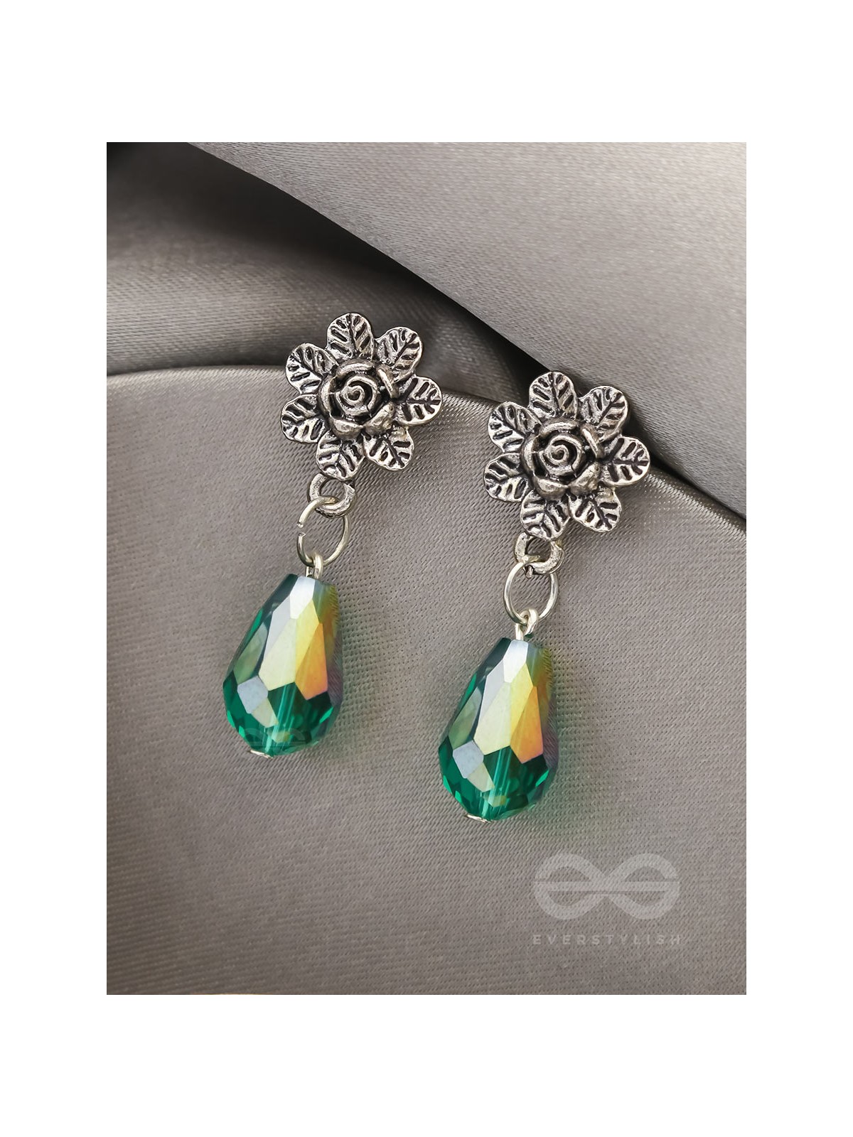 The Frosted Flower- Tiny Trinket Earrings (Shamrock Green)
