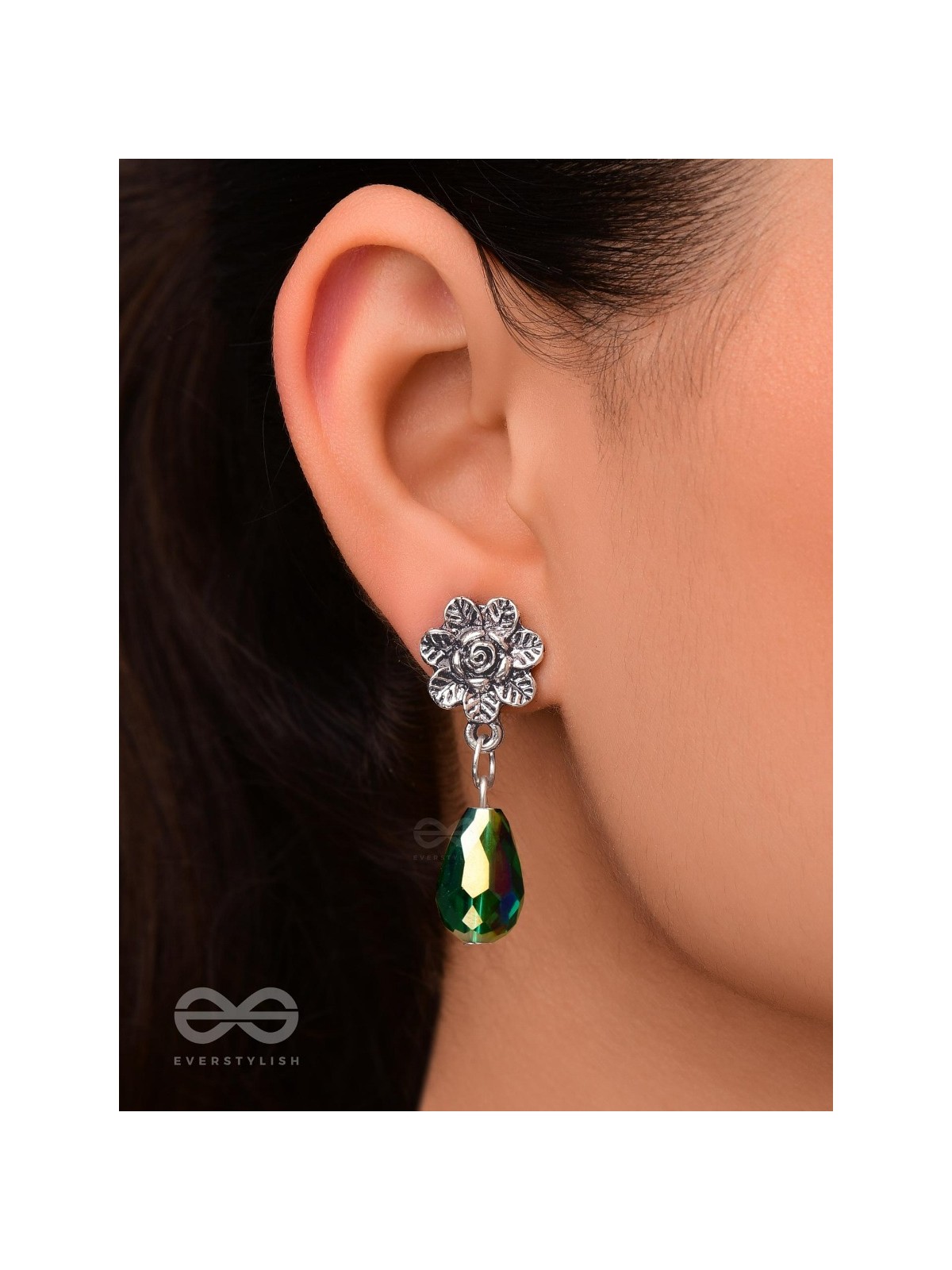 The Frosted Flower- Tiny Trinket Earrings (Shamrock Green)