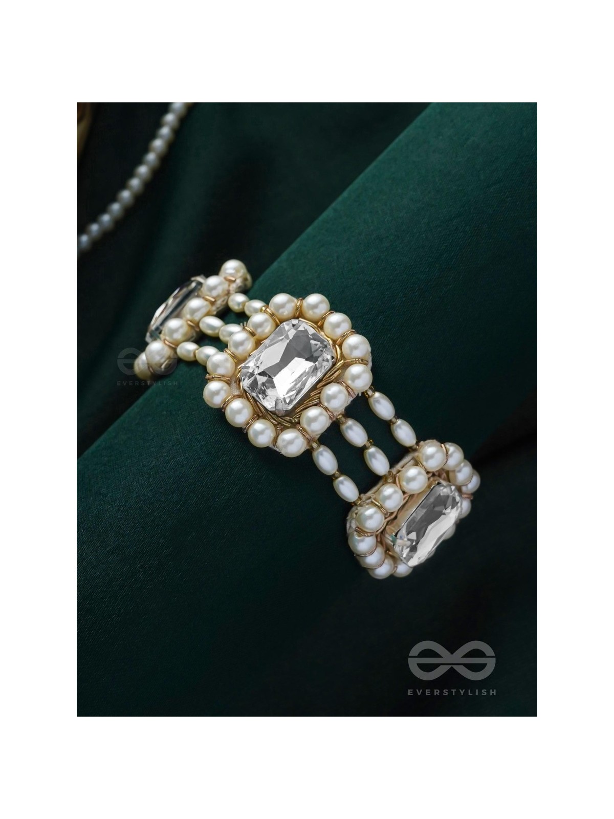 Bhaamin- The Blazing Light- Stone and Dabka Embroidered Bracelet