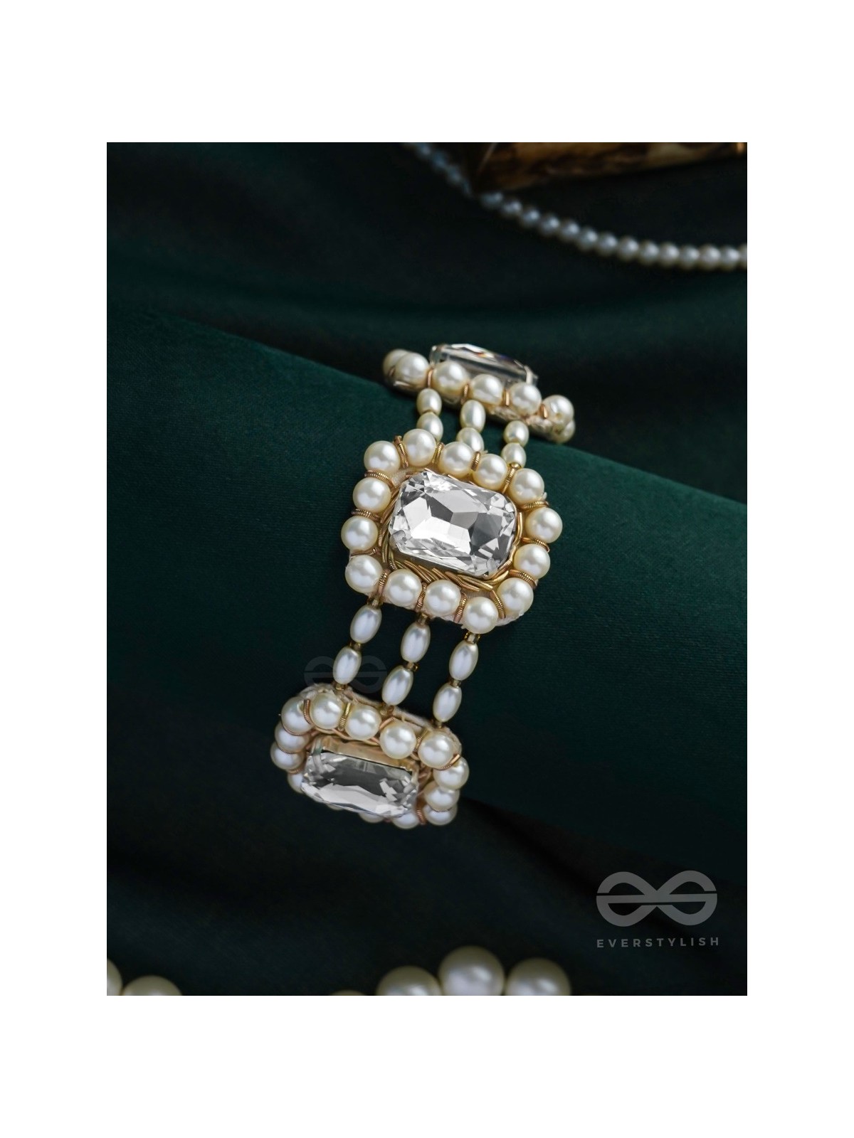 Bhaamin- The Blazing Light- Stone and Dabka Embroidered Bracelet