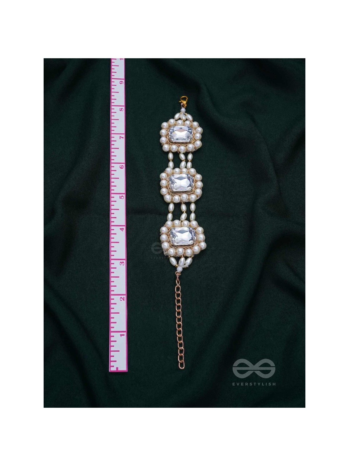 Bhaamin- The Blazing Light- Stone and Dabka Embroidered Bracelet