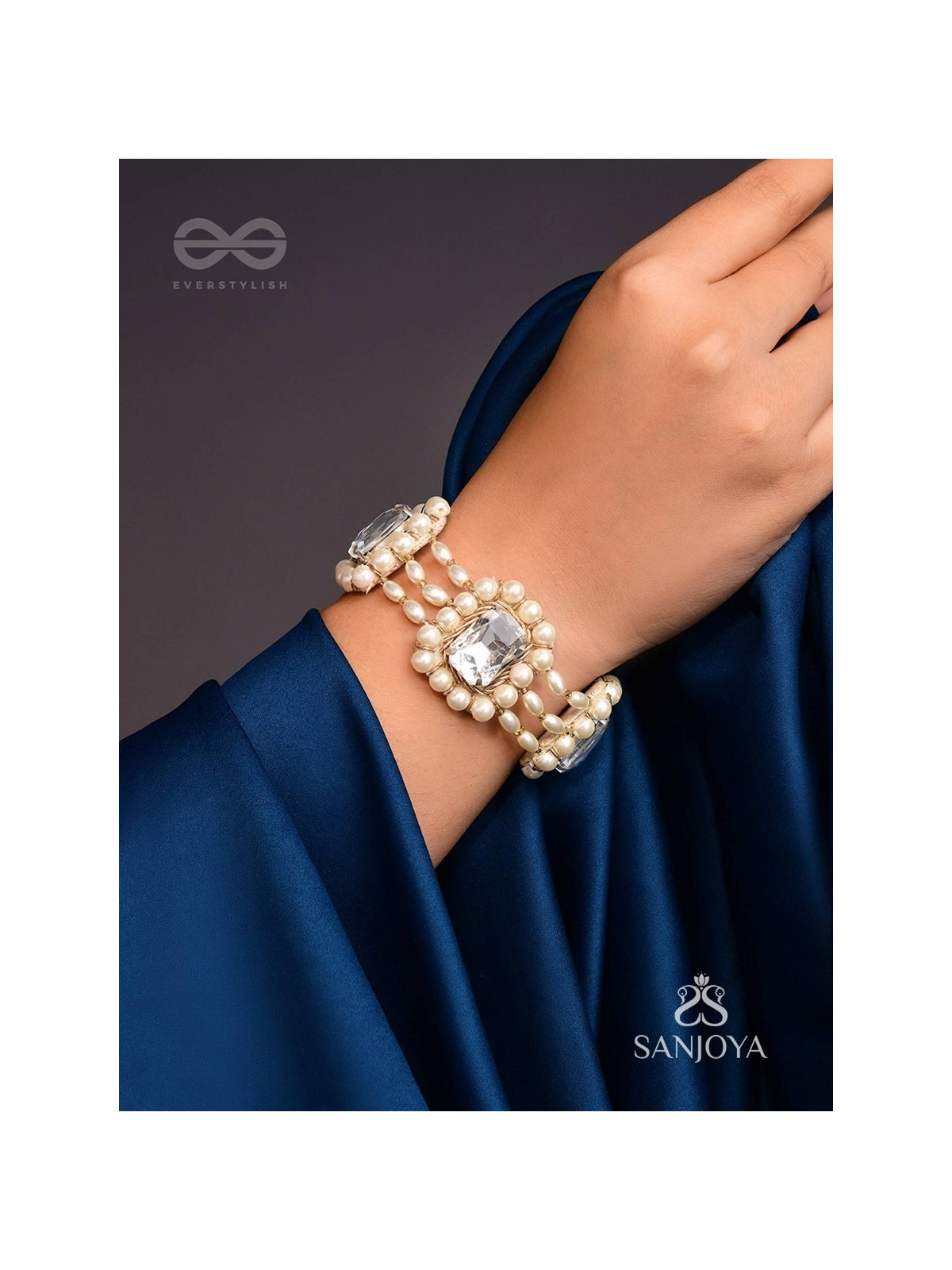 Bhaamin- The Blazing Light- Stone and Dabka Embroidered Bracelet