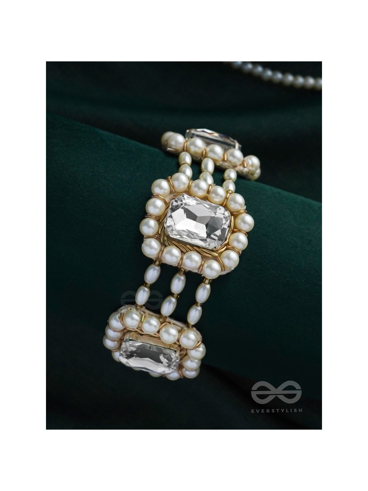 Bhaamin- The Blazing Light- Stone and Dabka Embroidered Bracelet